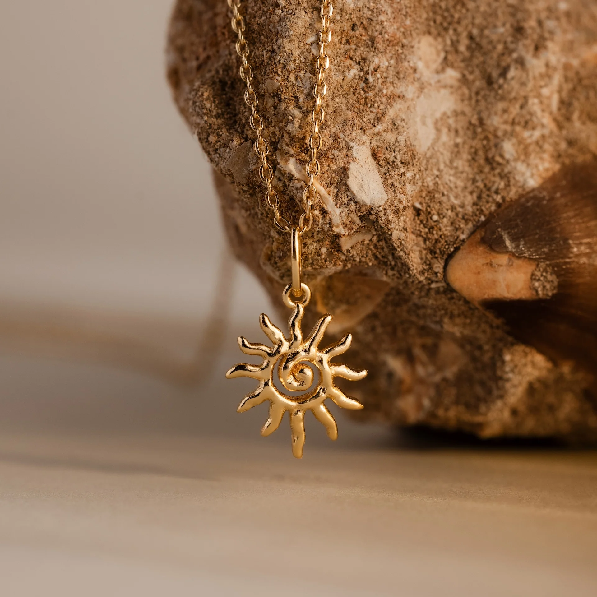 Celestial Sun Necklace in 18K Gold - Image 3