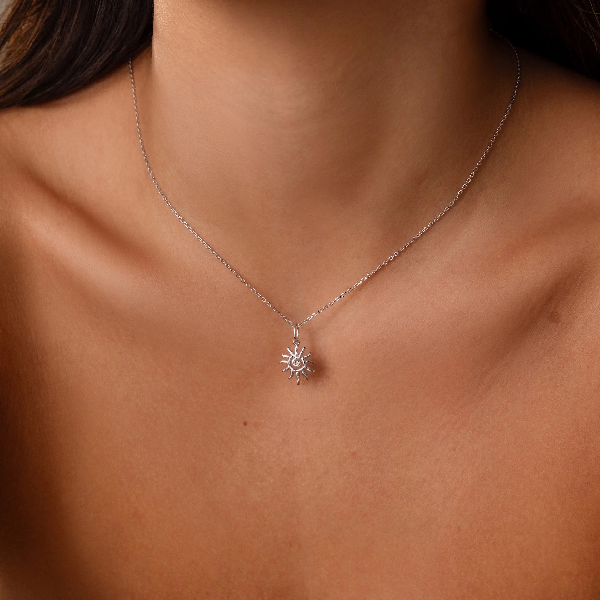 Celestial Sun Necklace in Silver - Image 2
