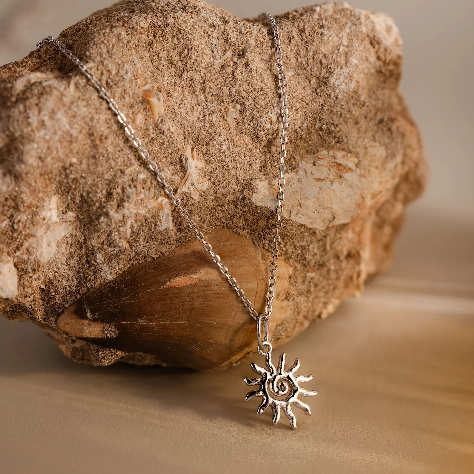Celestial Sun Necklace in Silver - Image 5