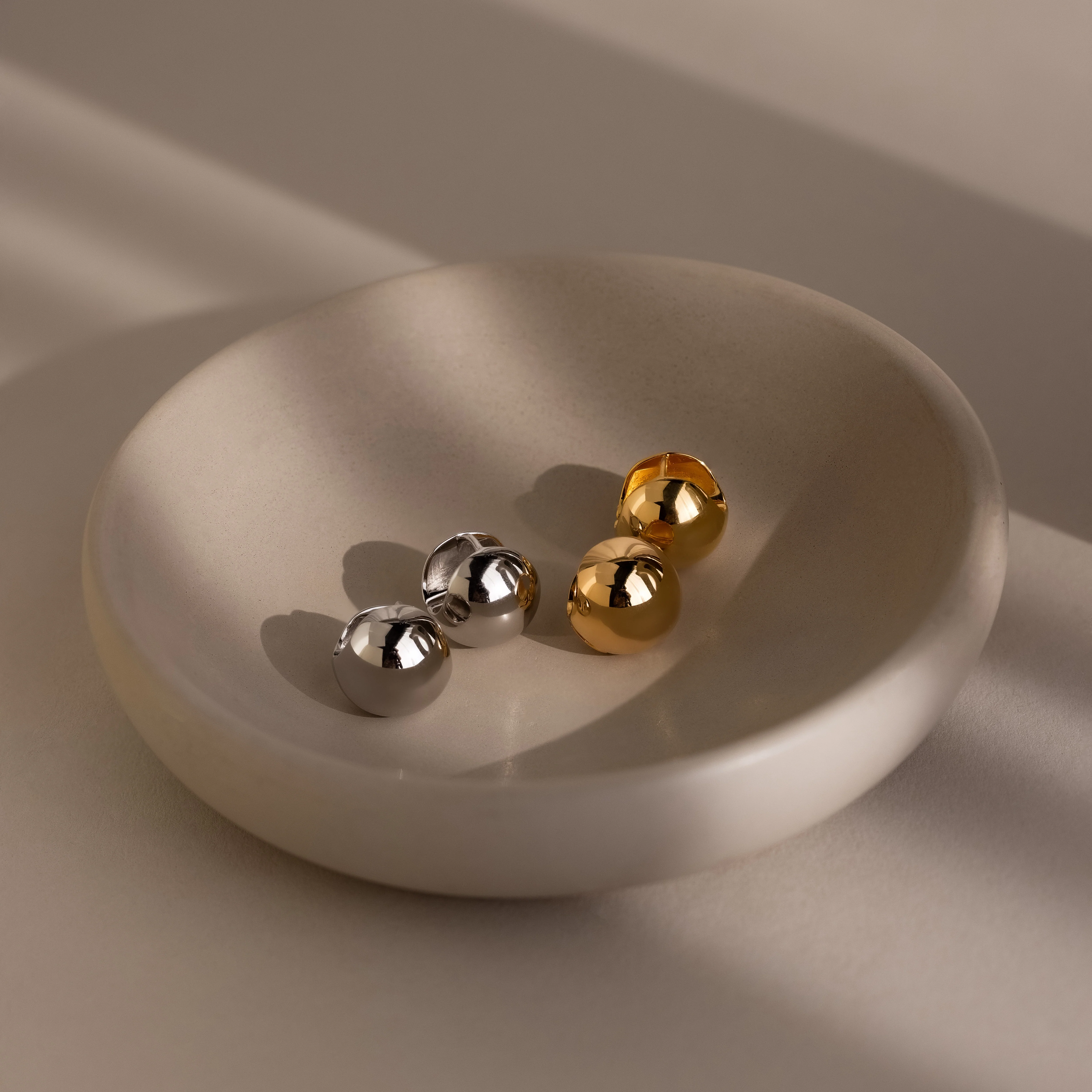 Chunky Ball Hoops in Silver - Image 5