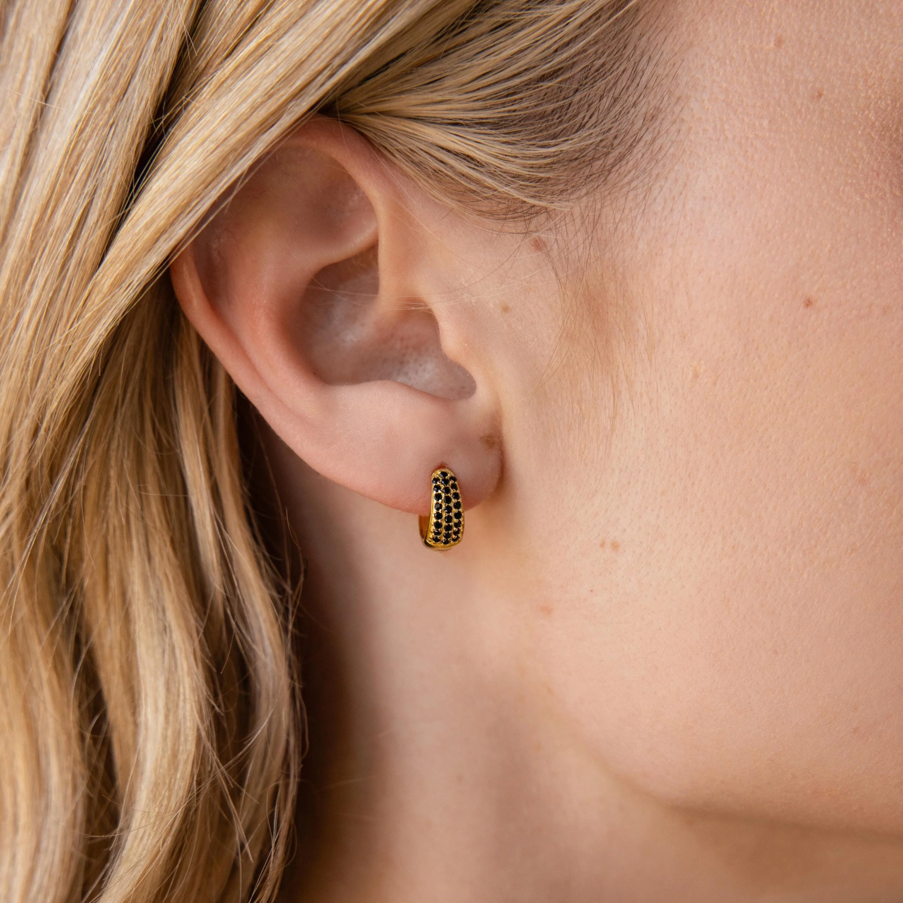 Chunky Onyx Pave Huggies - Image 2