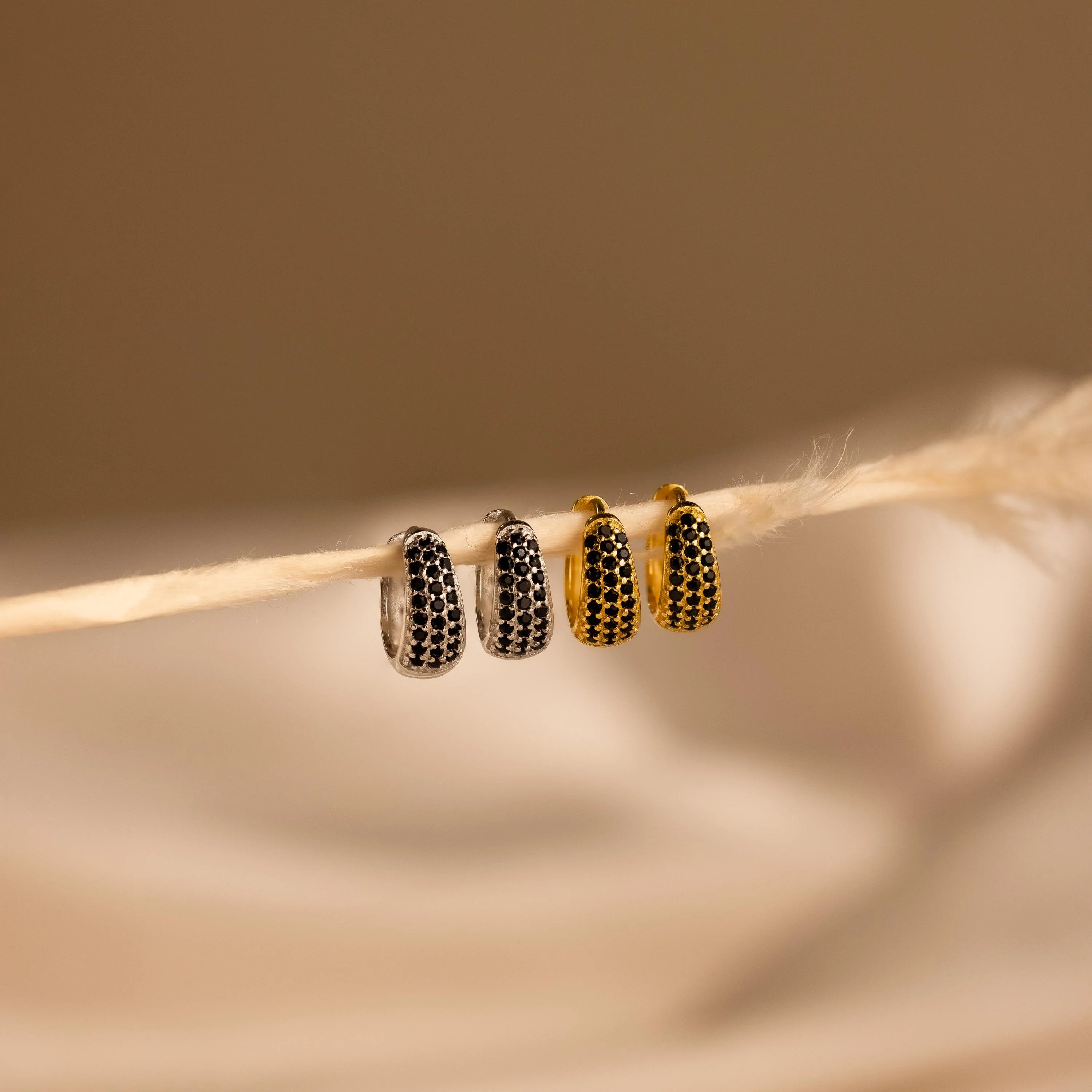 Chunky Onyx Pave Huggies - Image 6