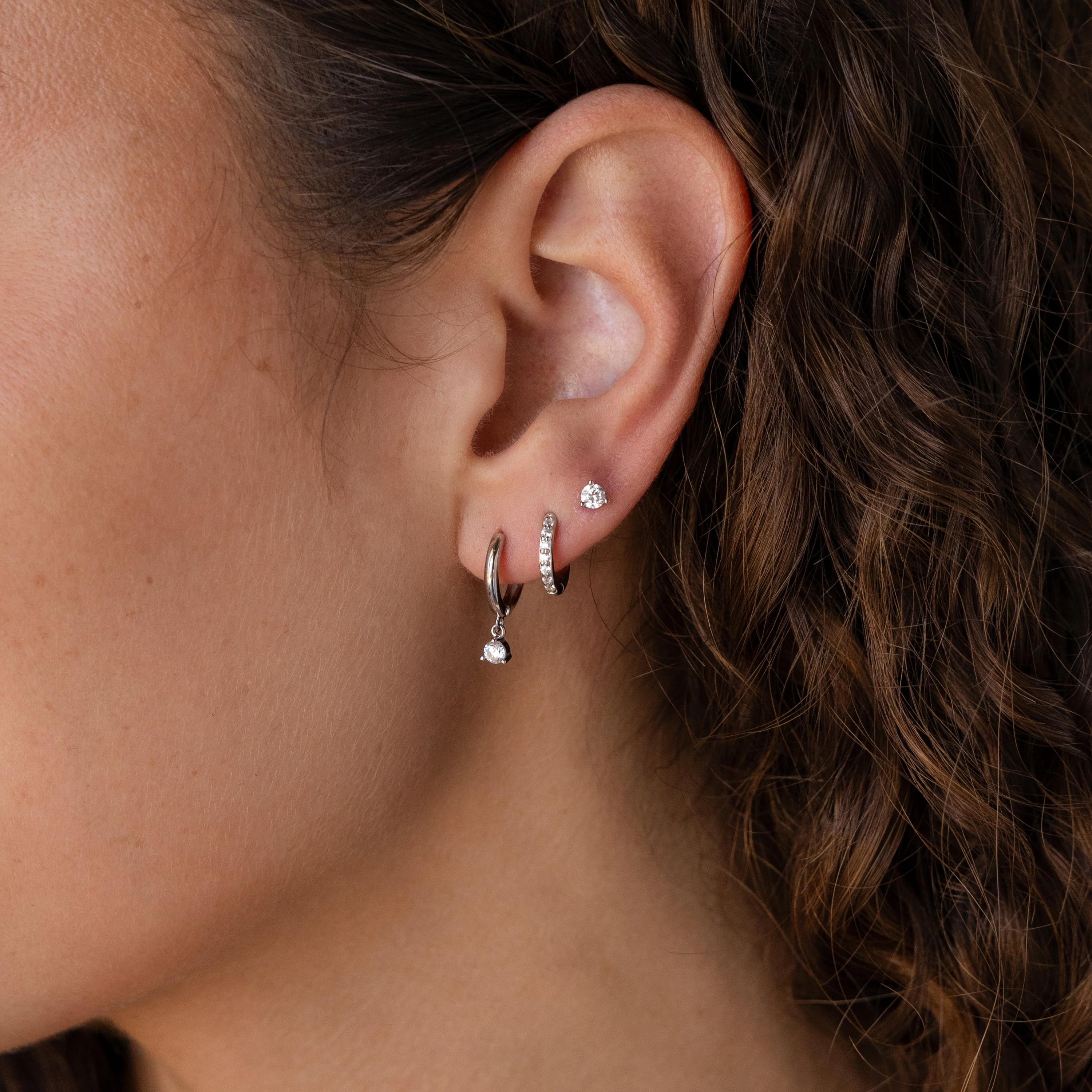 Classic Diamond Earrings Set in Silver - Image 2