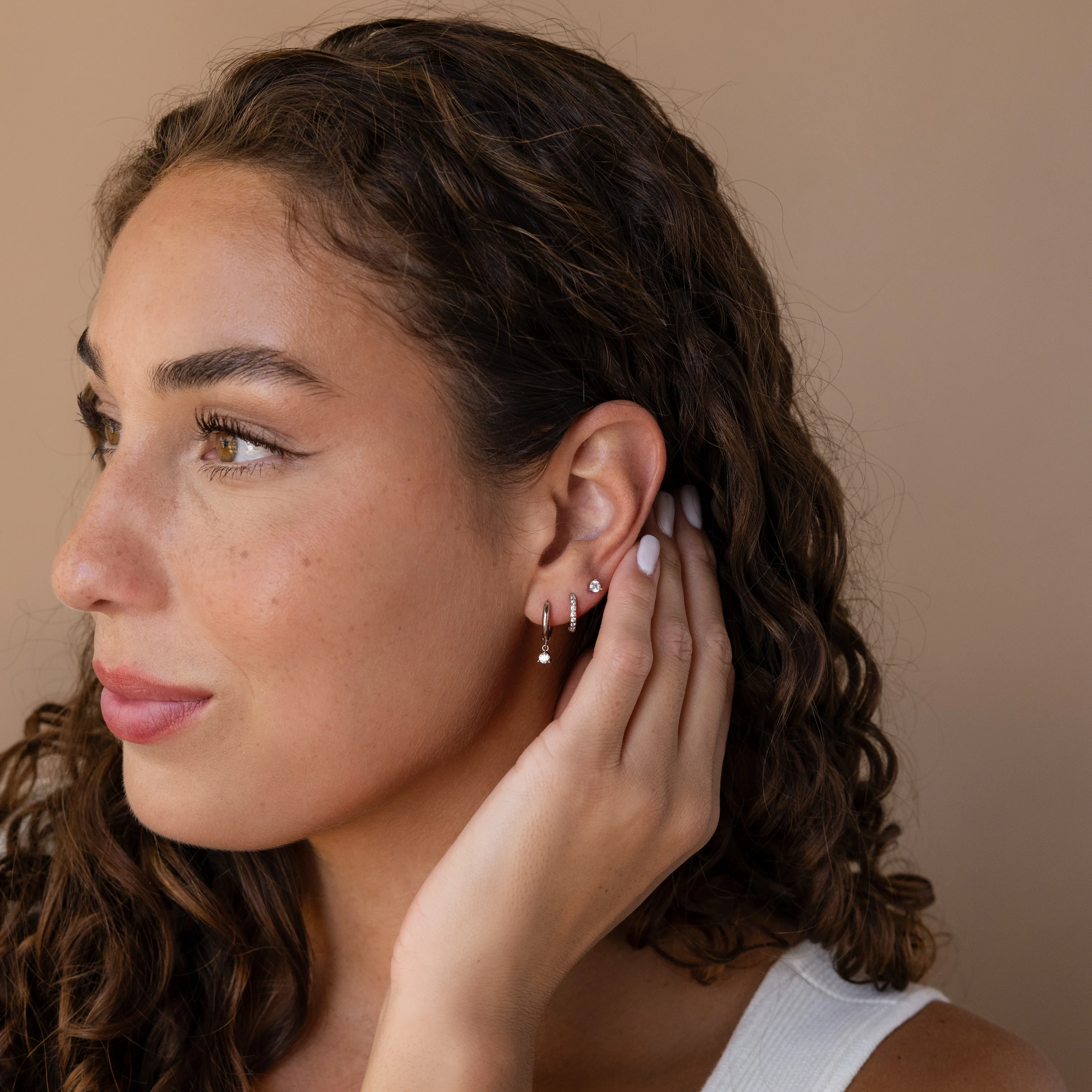 Classic Diamond Earrings Set in Silver - Image 3