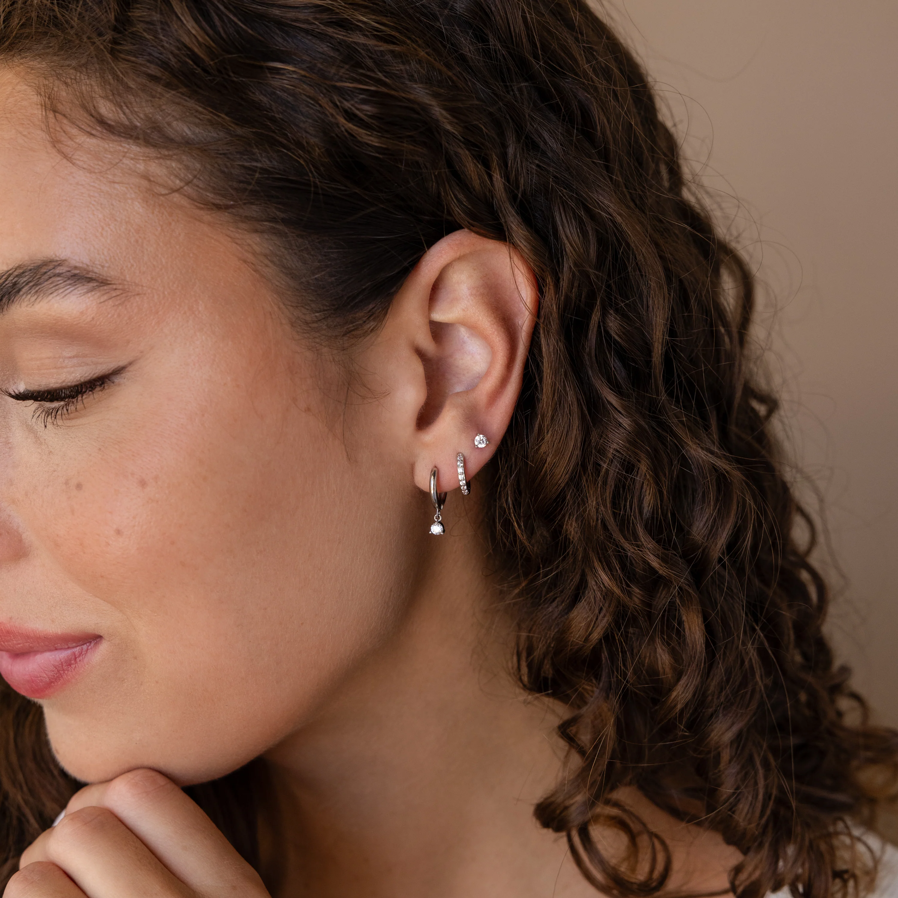 Classic Diamond Earrings Set in Silver - Image 5