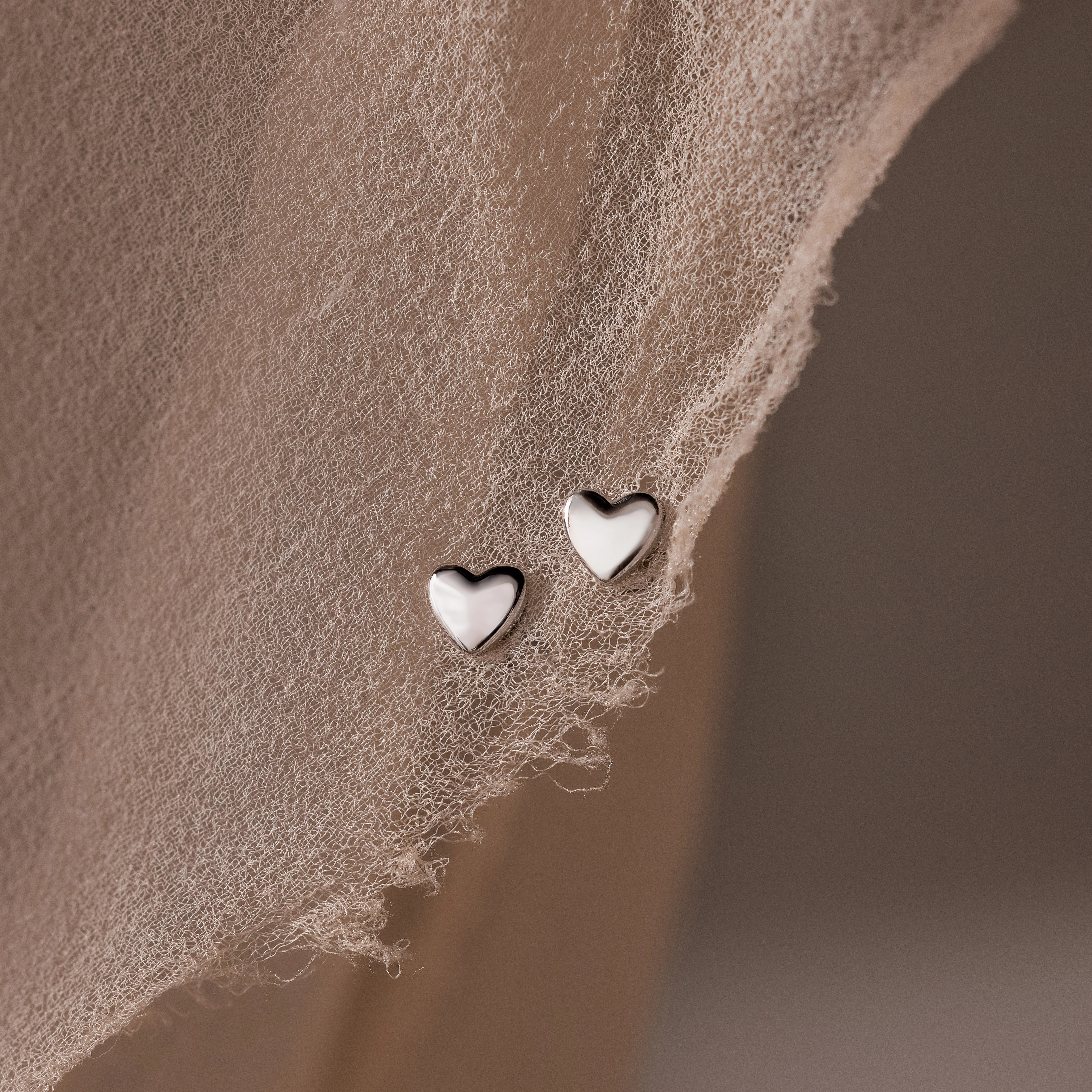 Classic Heart Studs in Silver