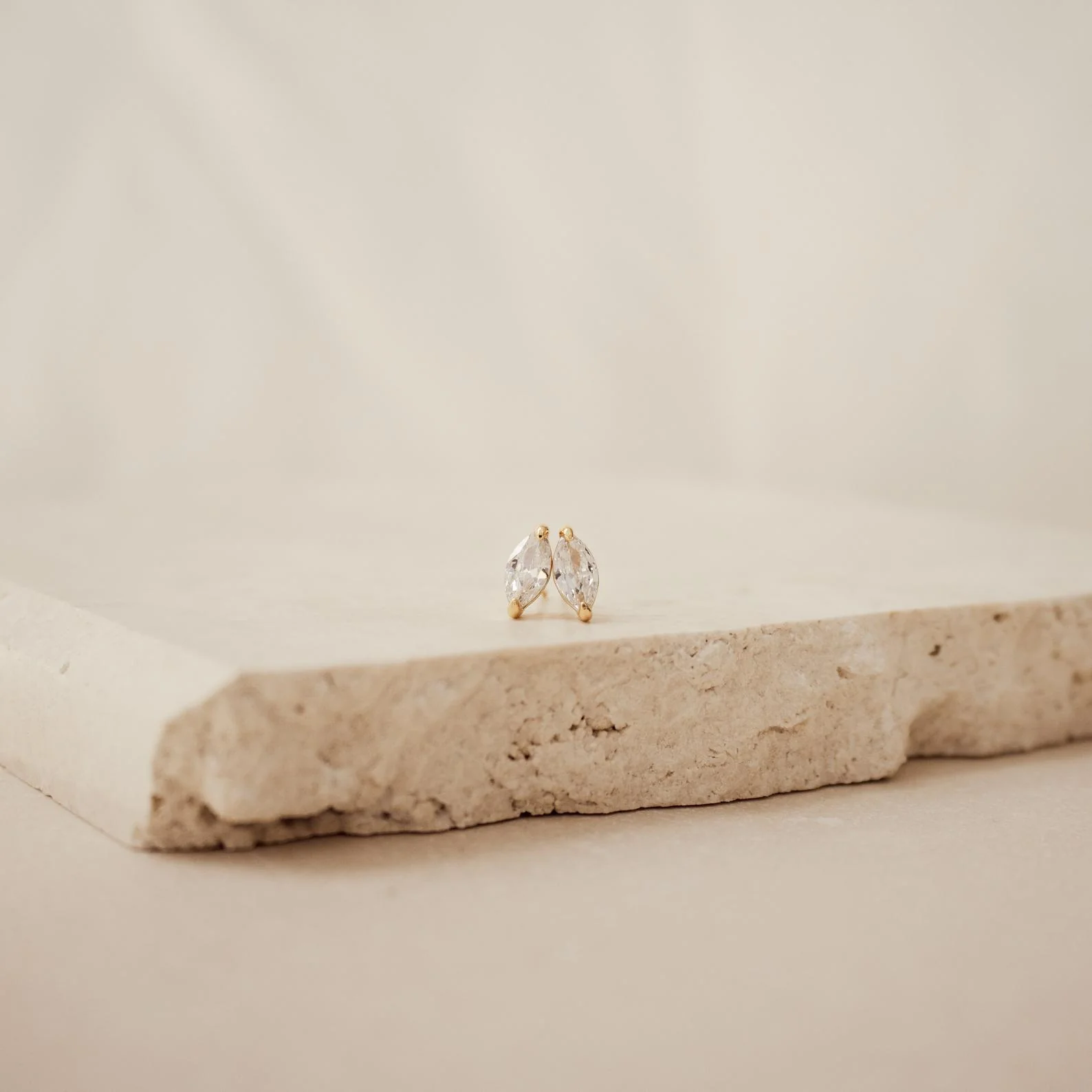 Classic Marquise Diamond Studs in 18K Gold - Image 3