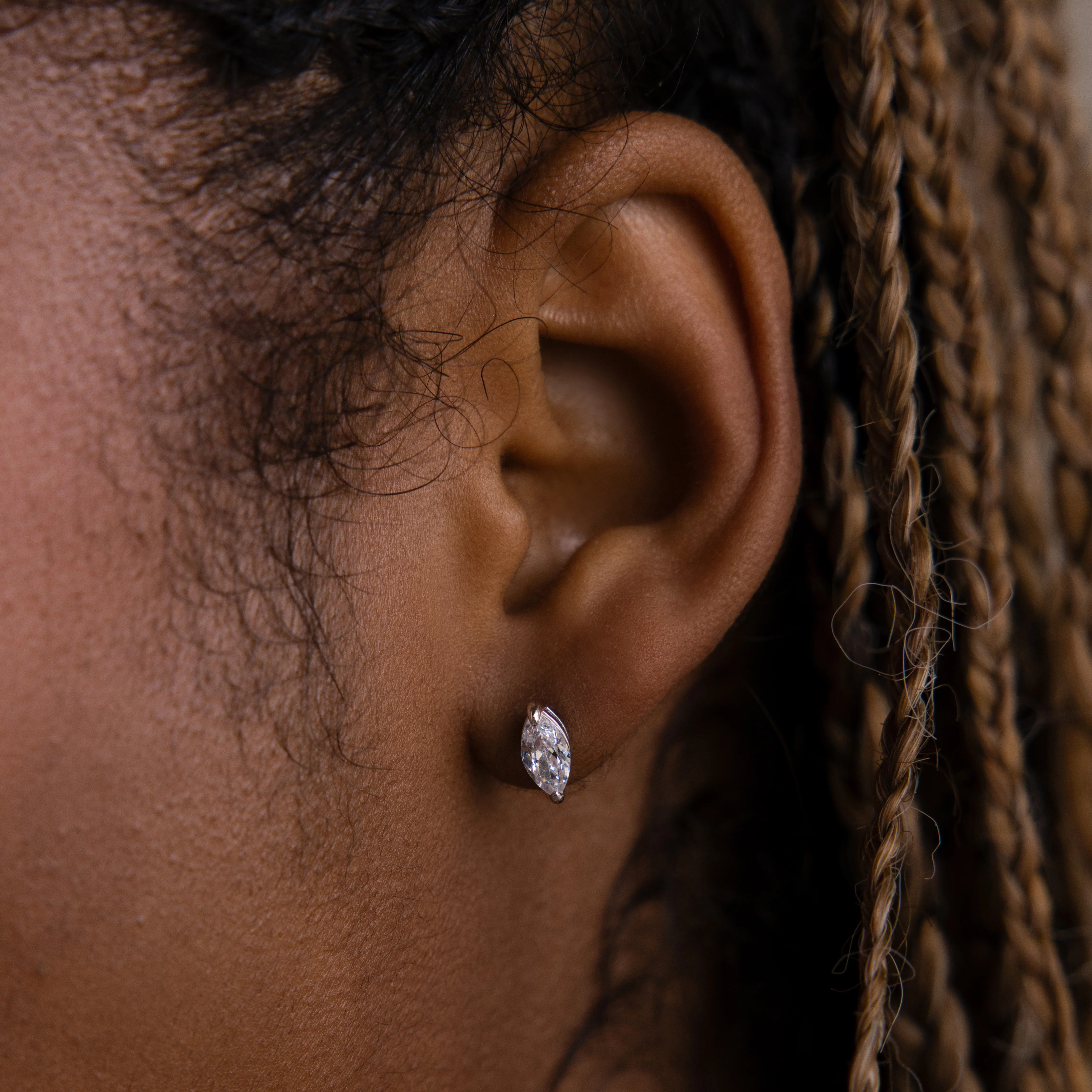 Classic Marquise Diamond Studs in Silver - Image 2