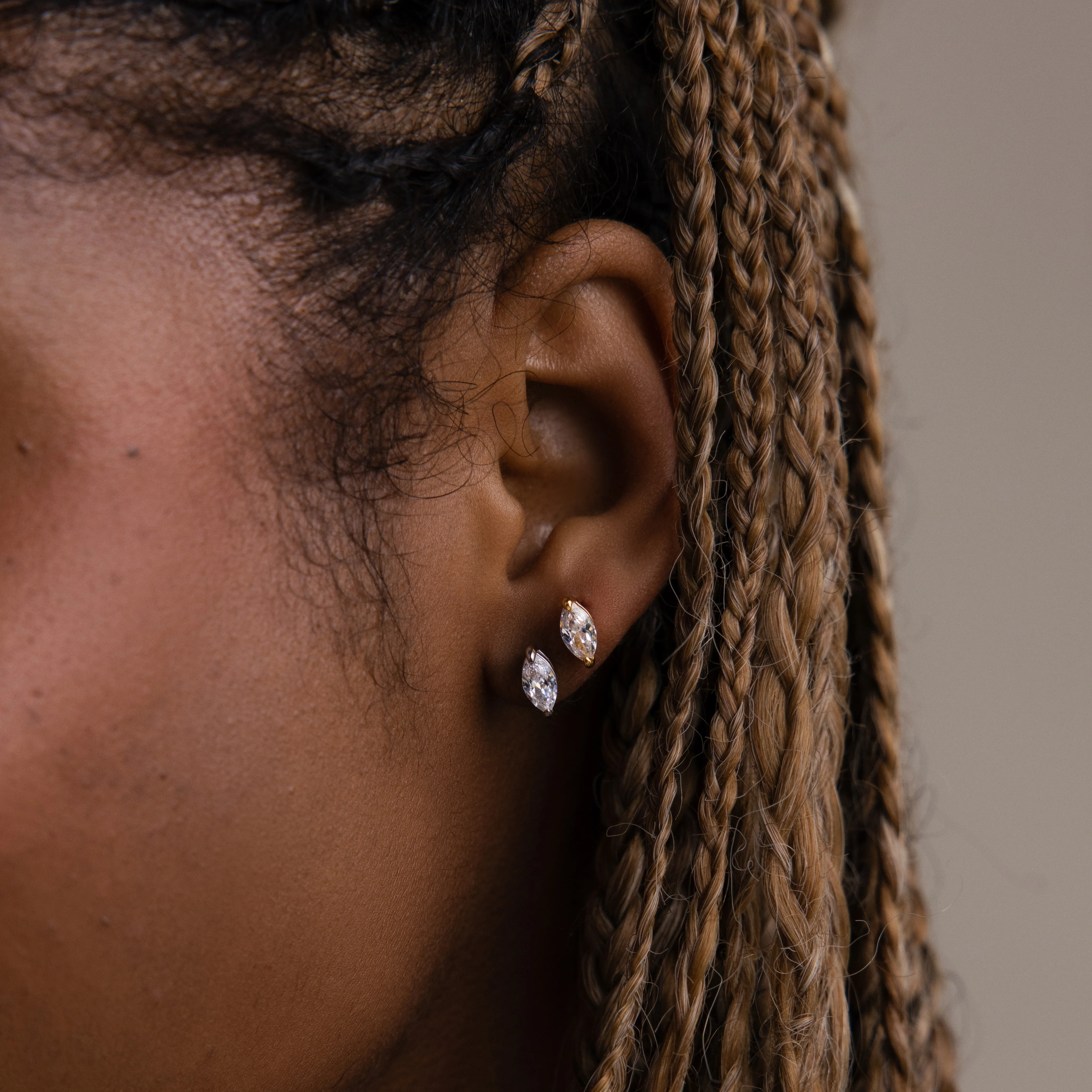 Classic Marquise Diamond Studs in Silver - Image 6