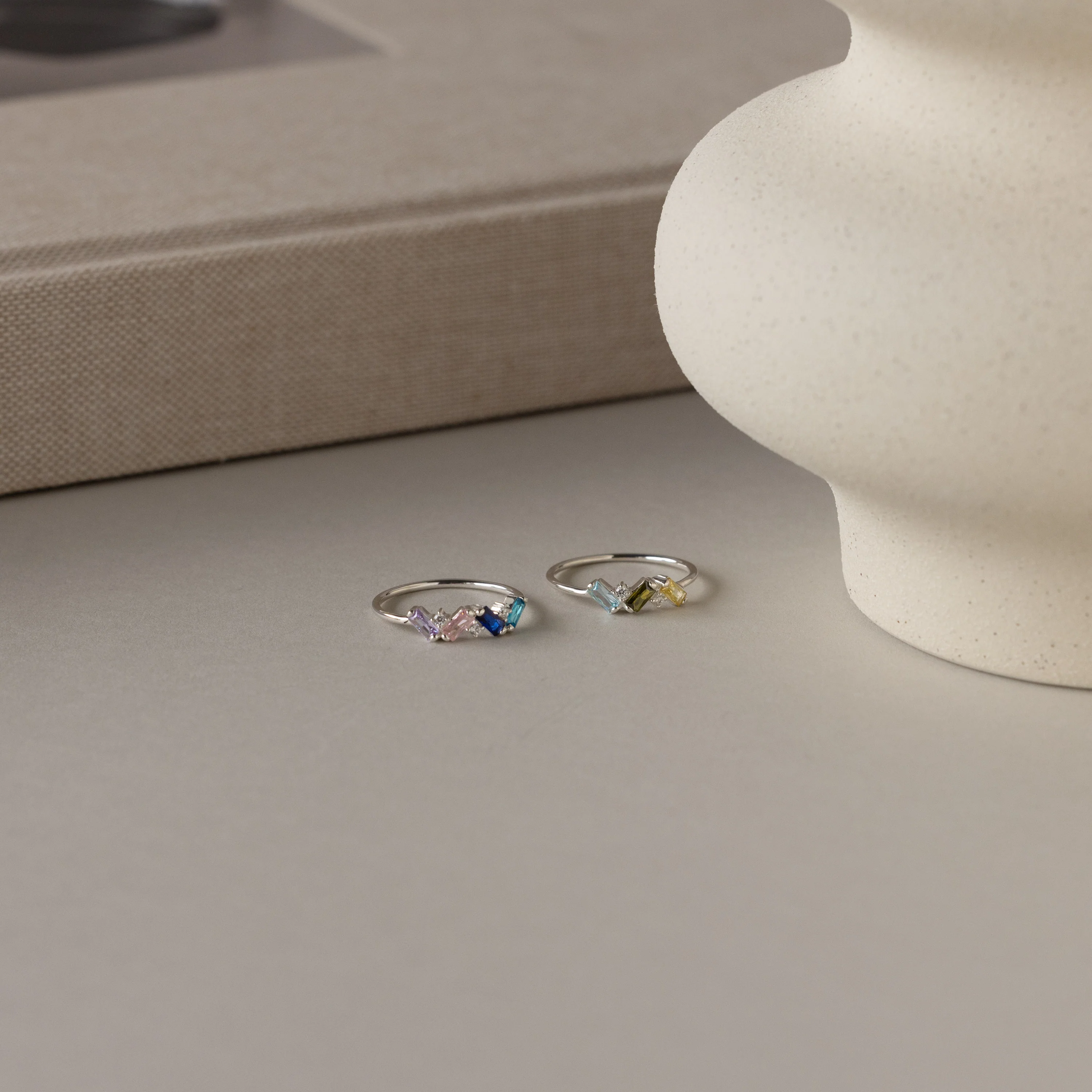 Cluster Baguette Birthstone Ring in Silver - Image 3