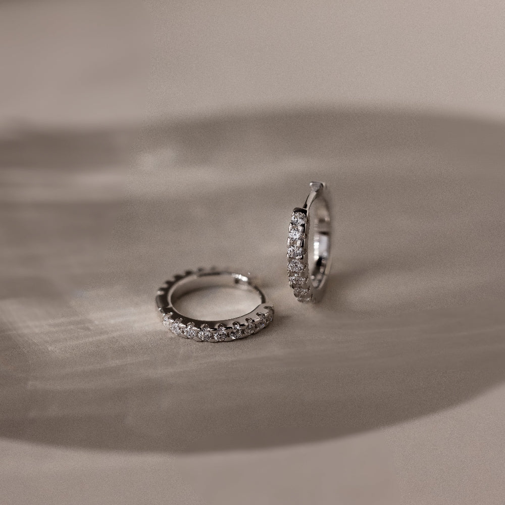 Coco Pave Huggies in Silver - Image 6