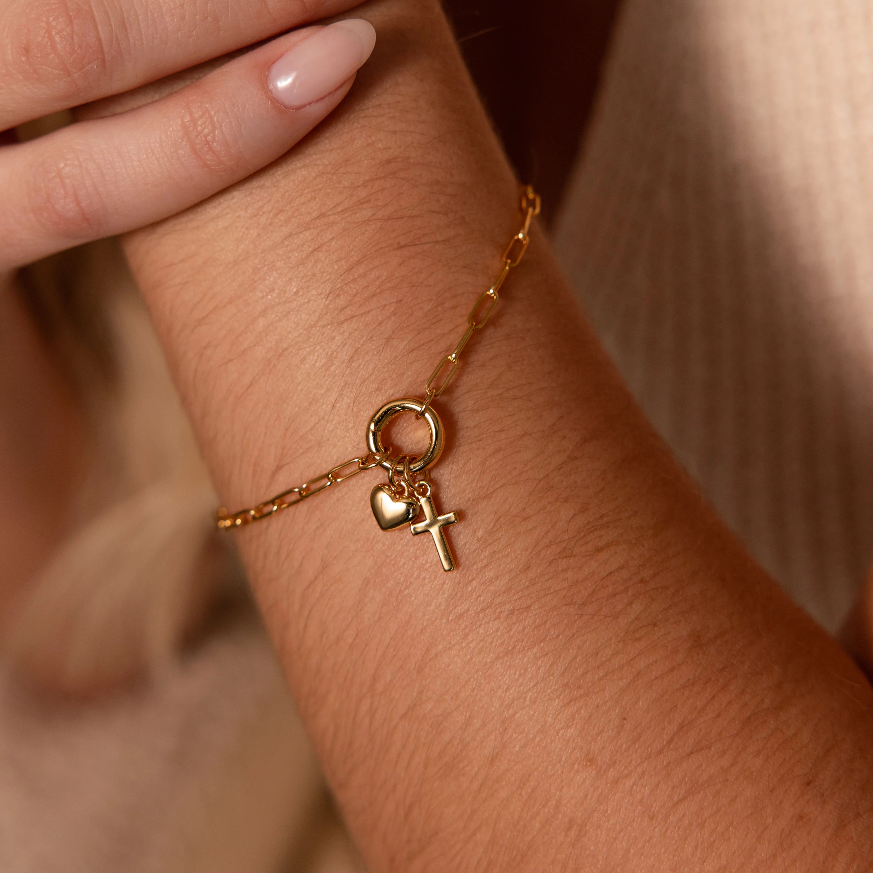 Cross & Heart Charm Bracelet - Image 2