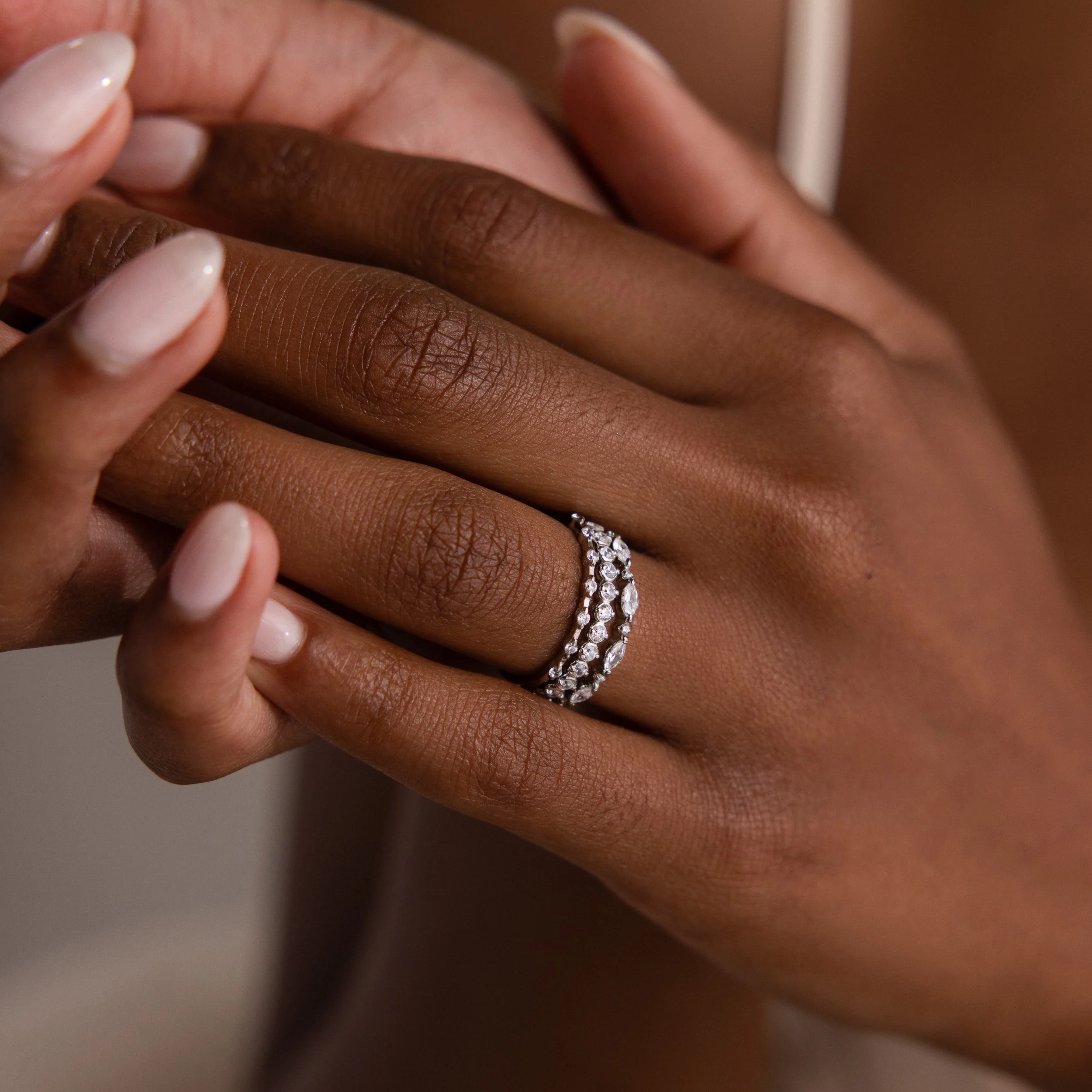 Crystal Stacking Ring Set in Silver - Image 5