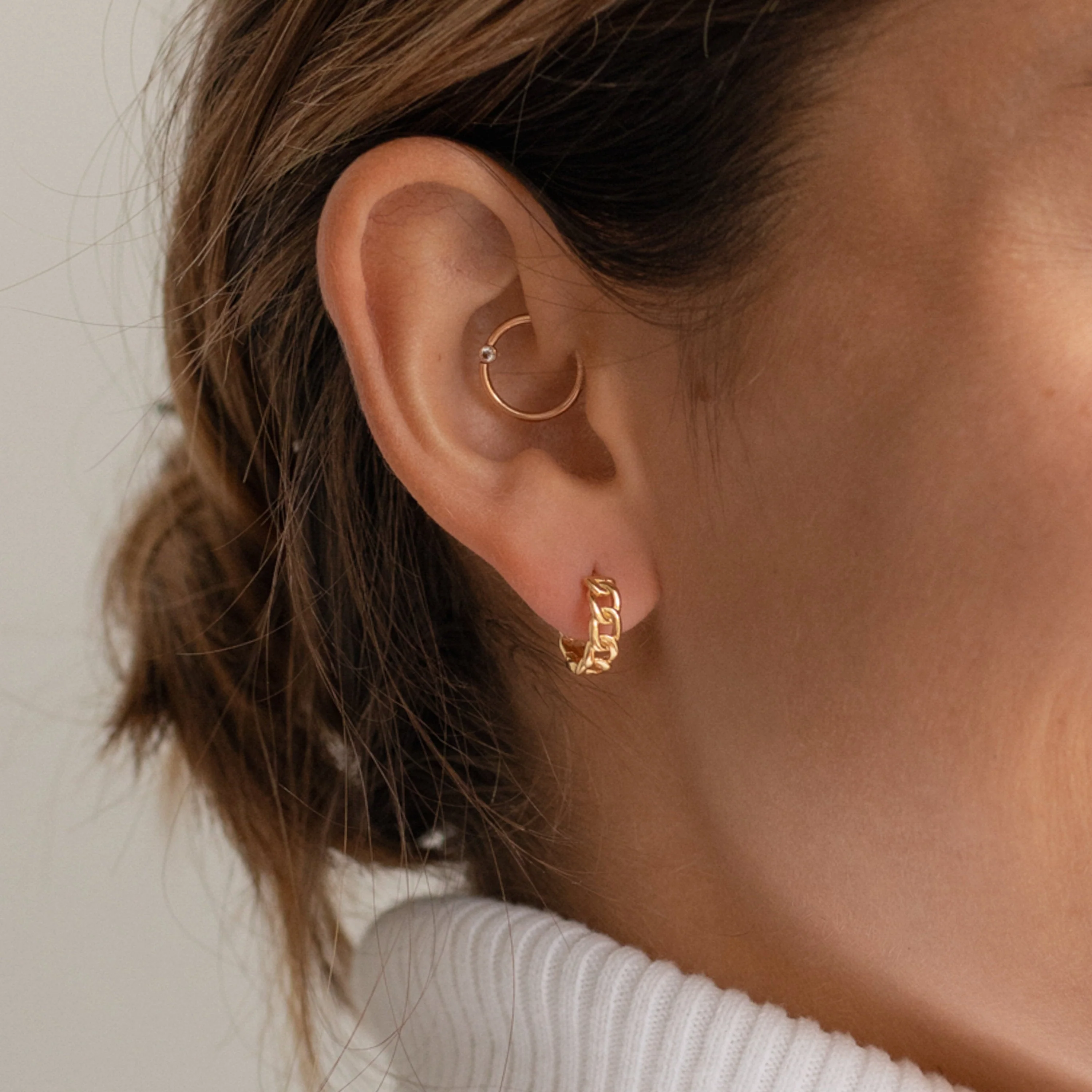 Curb Huggies in 18K Gold - Image 2