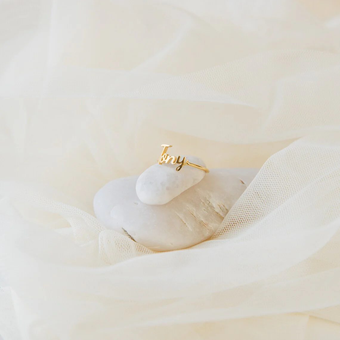 Grace Script Name Ring in 18K Gold - Image 4