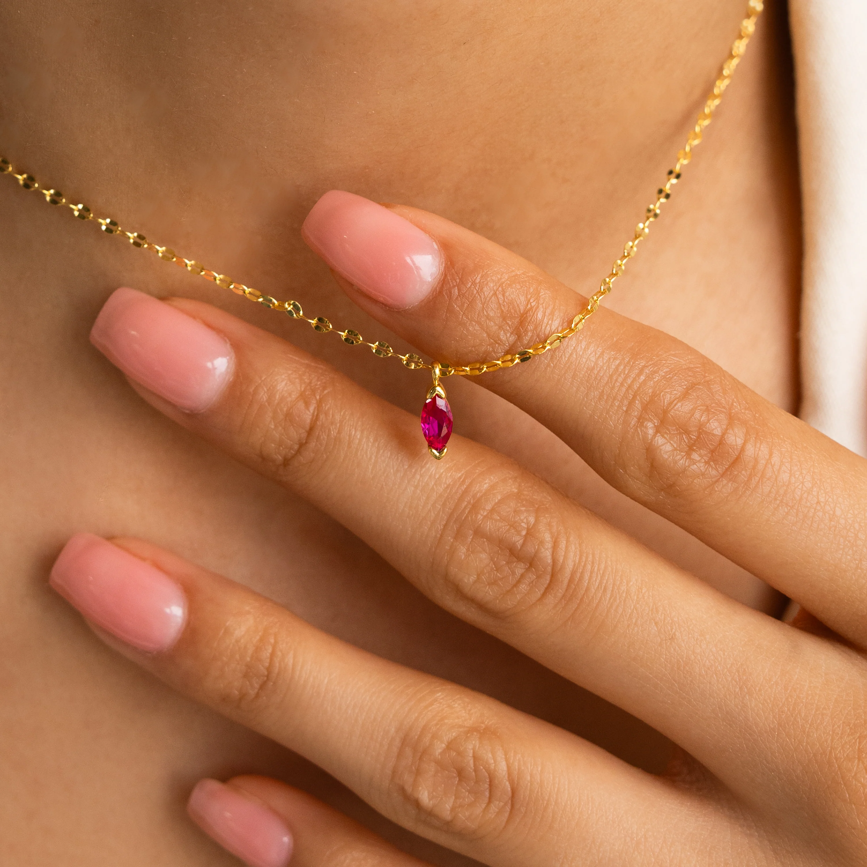 Custom Marquise Birthstone Necklace - Image 2