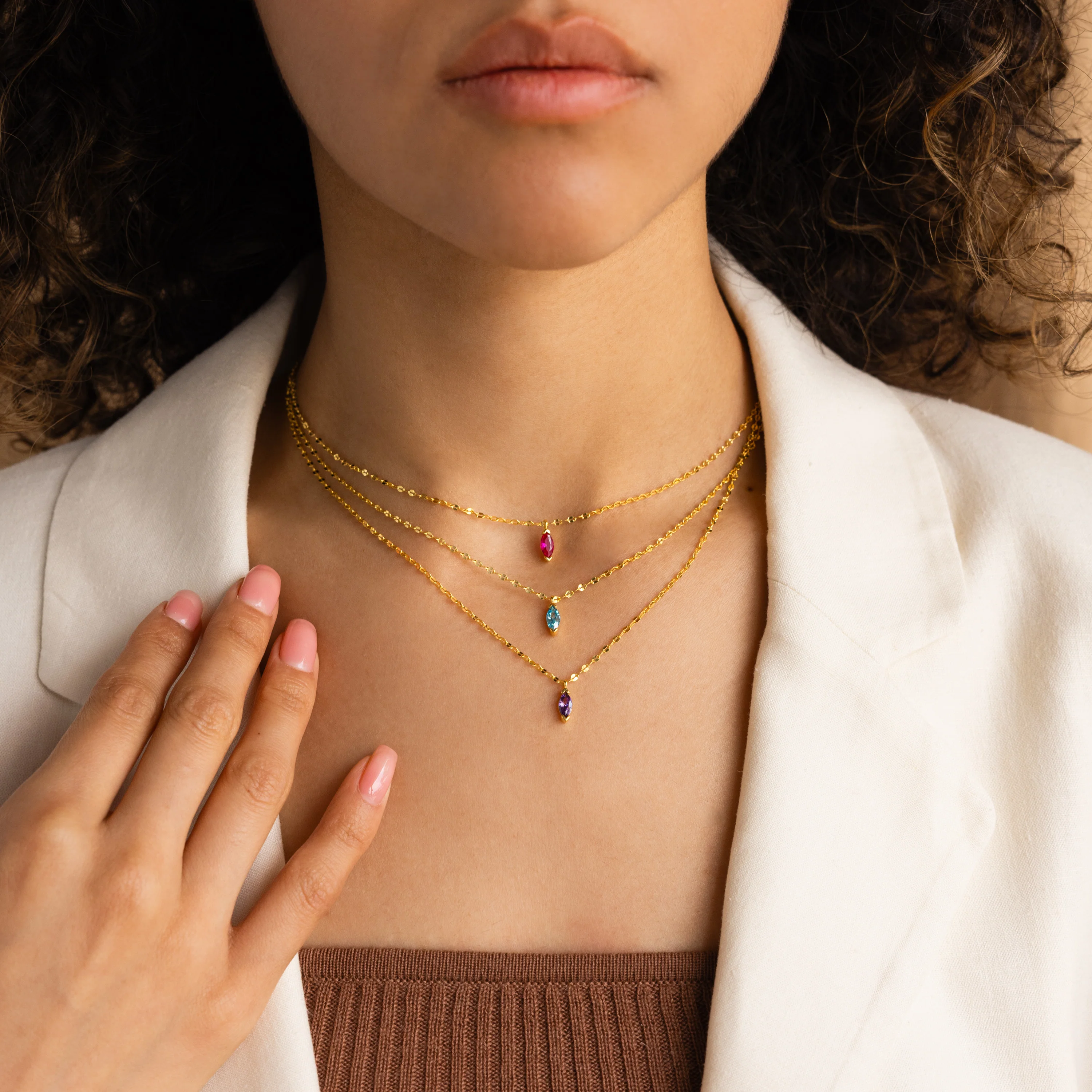 Custom Marquise Birthstone Necklace - Image 5