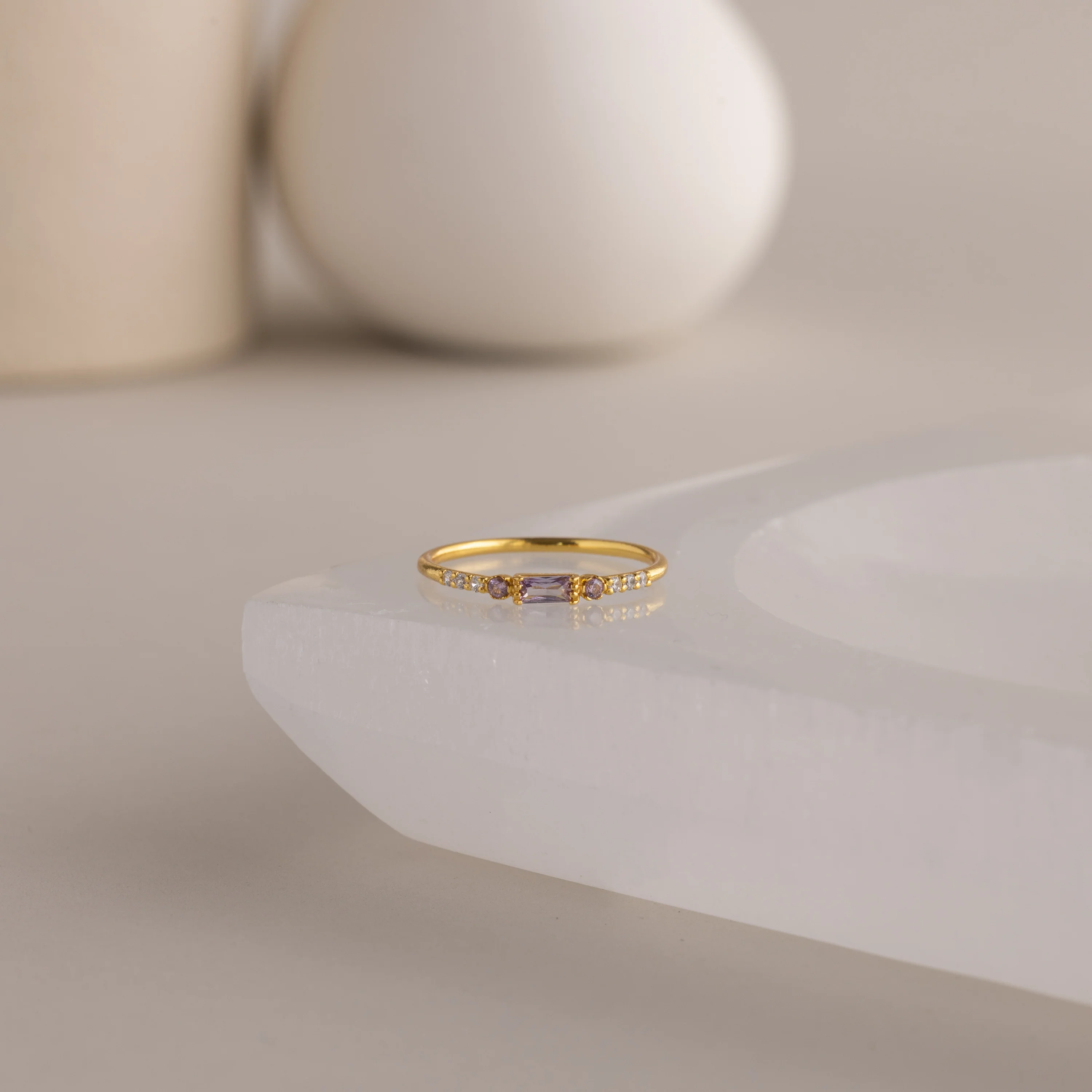 Dainty Baguette Alexandrite Ring