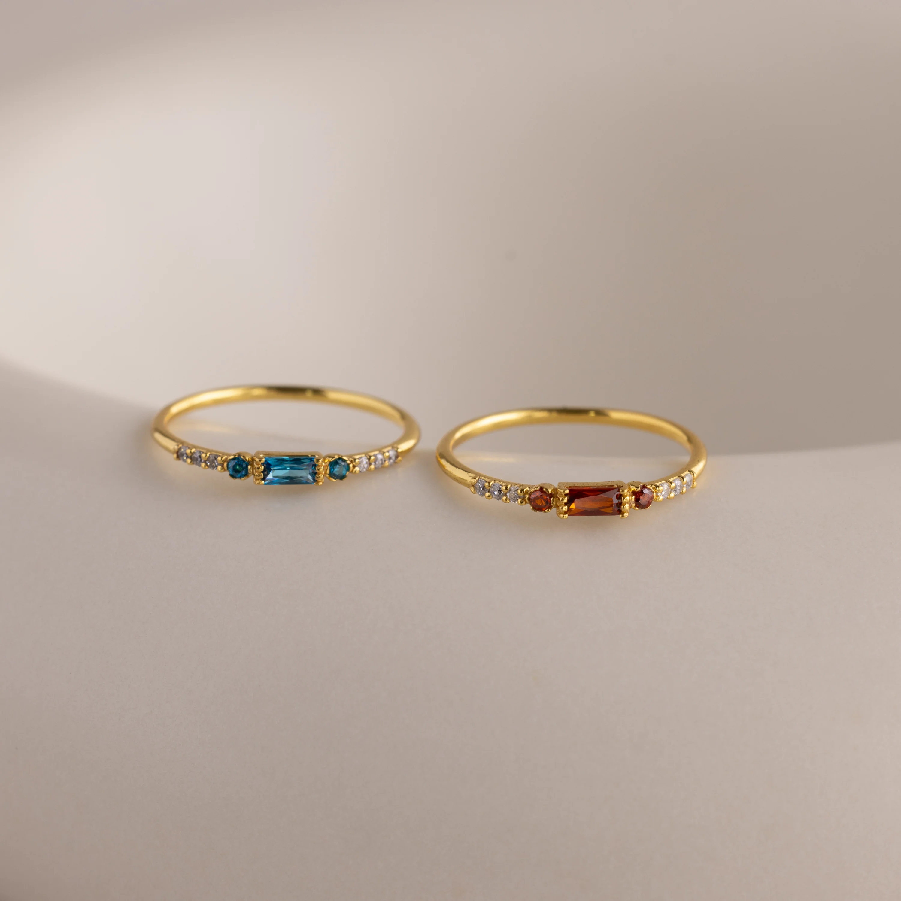 Dainty Baguette Blue Zircon Ring - Image 3