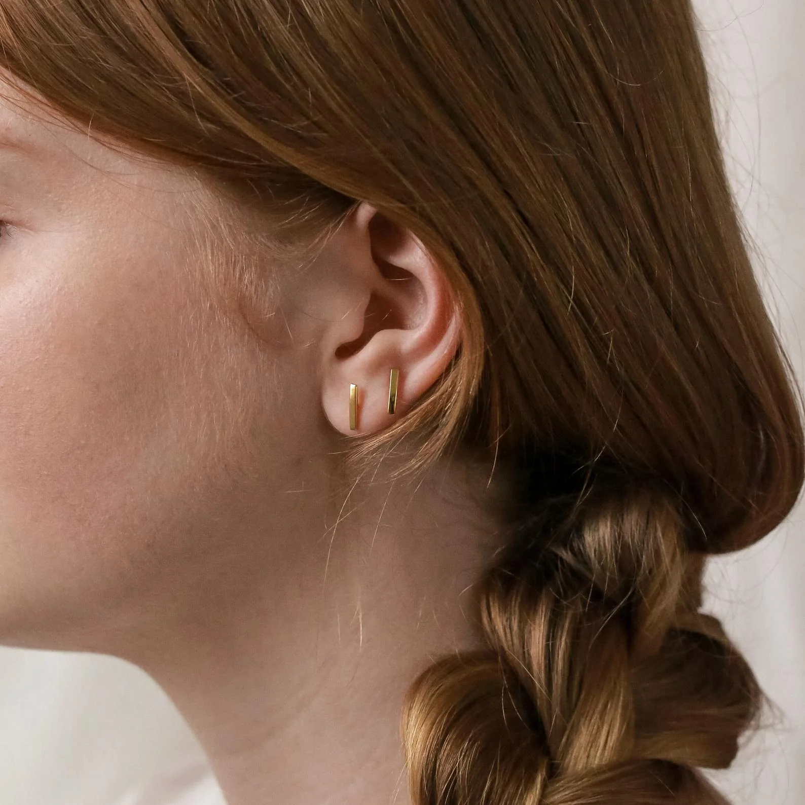 Dainty Bar Studs in 18K Gold - Image 3
