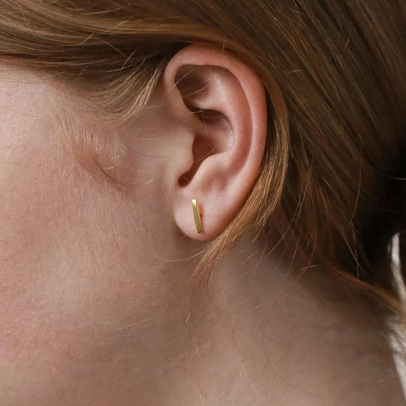 Dainty Bar Studs in 18K Gold - Image 6