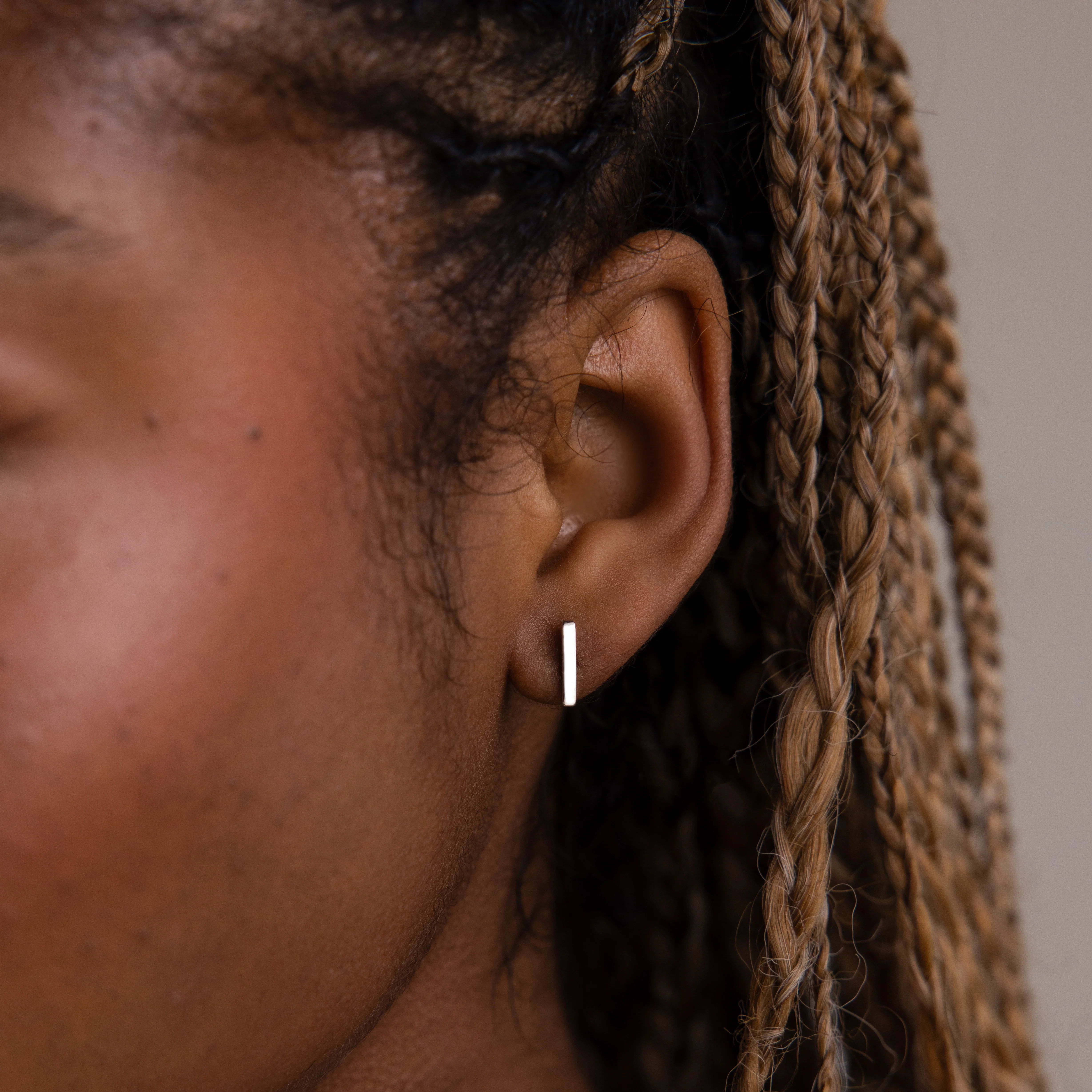 Dainty Bar Studs in Silver - Image 2