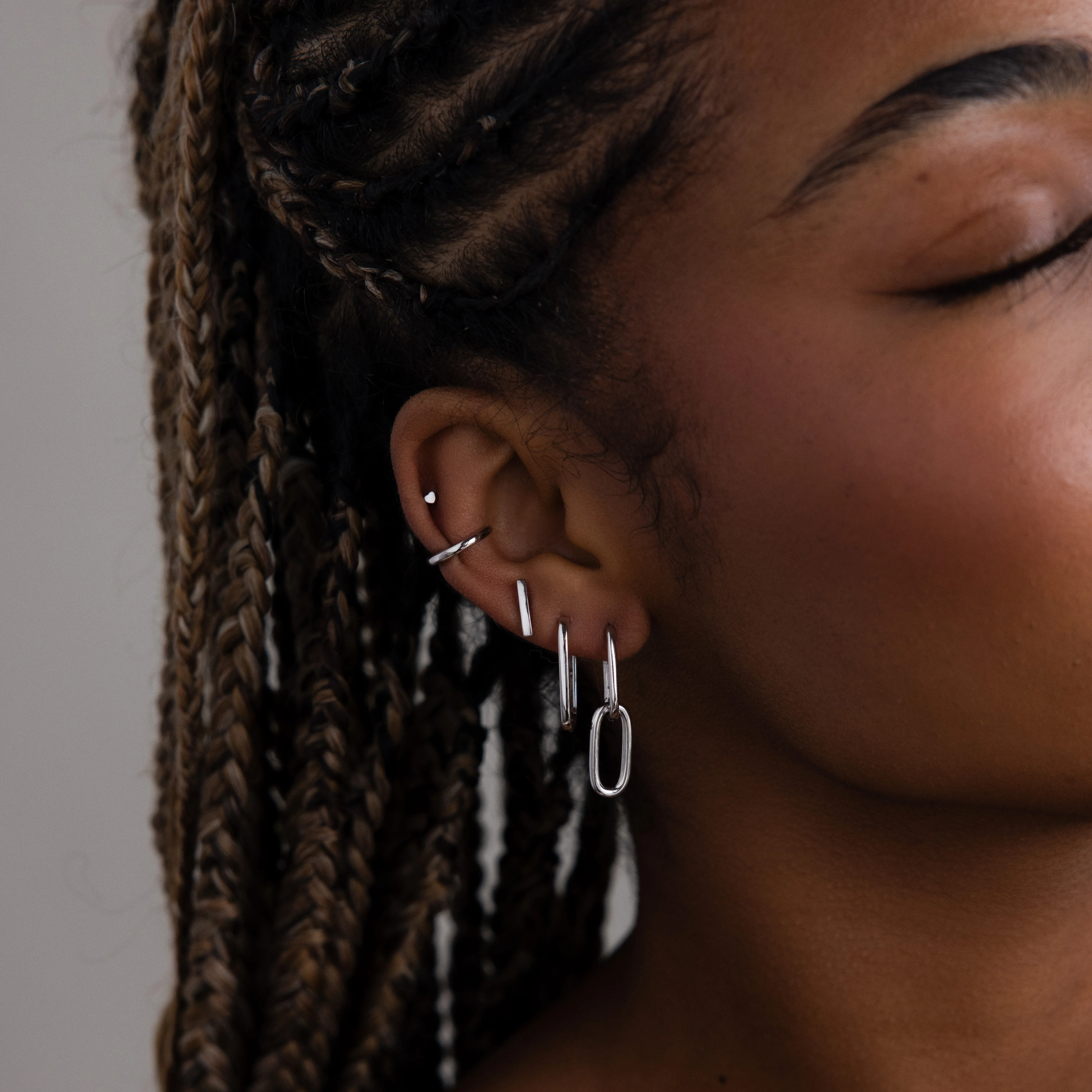 Dainty Bar Studs in Silver - Image 4