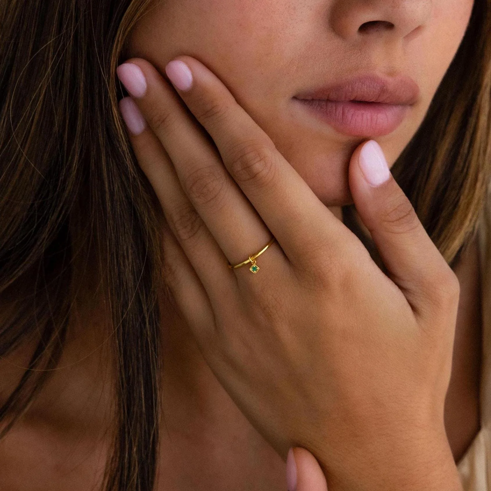 Dainty Birthstone Drop Ring - Image 4