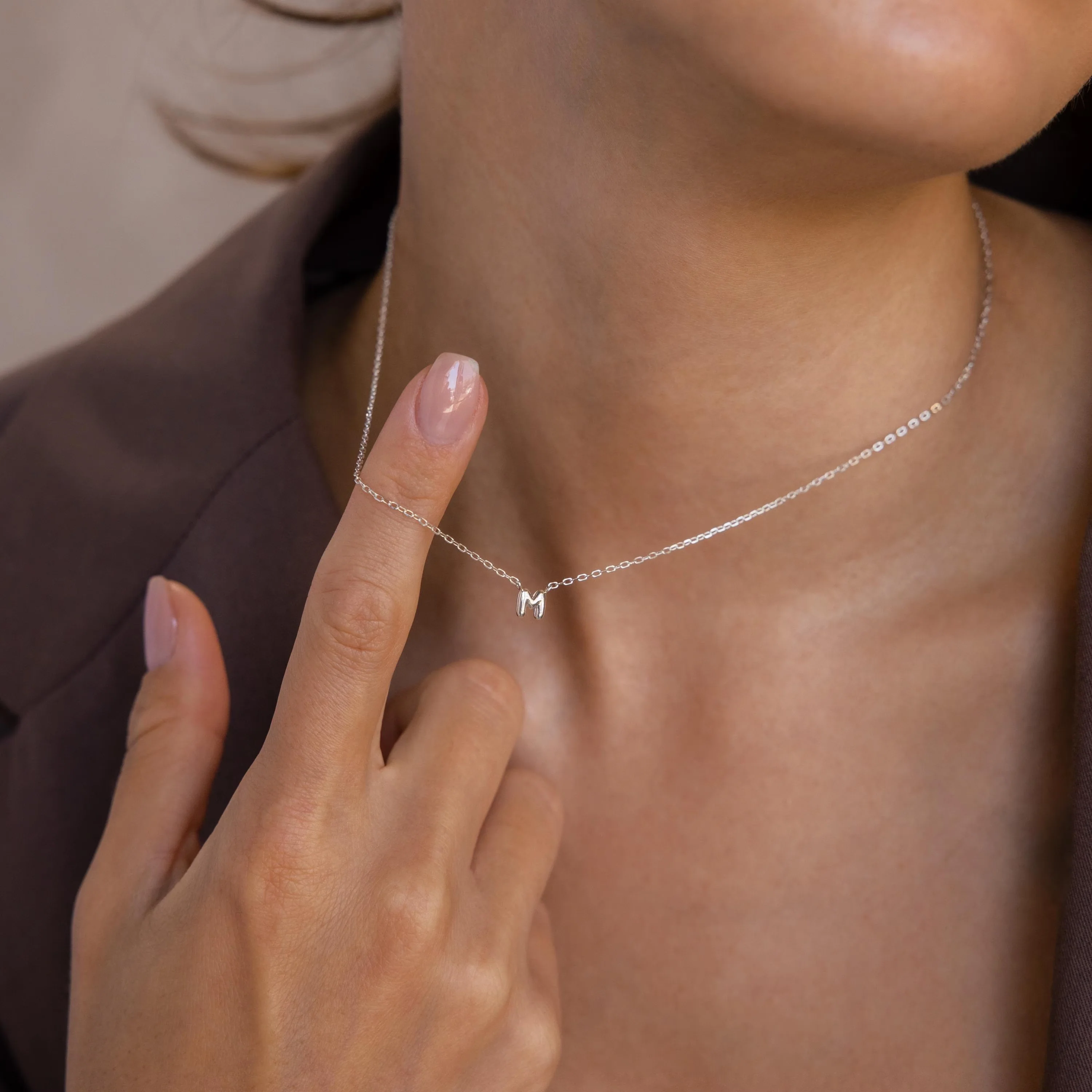 Dainty Bubble Initial Necklace - Image 4