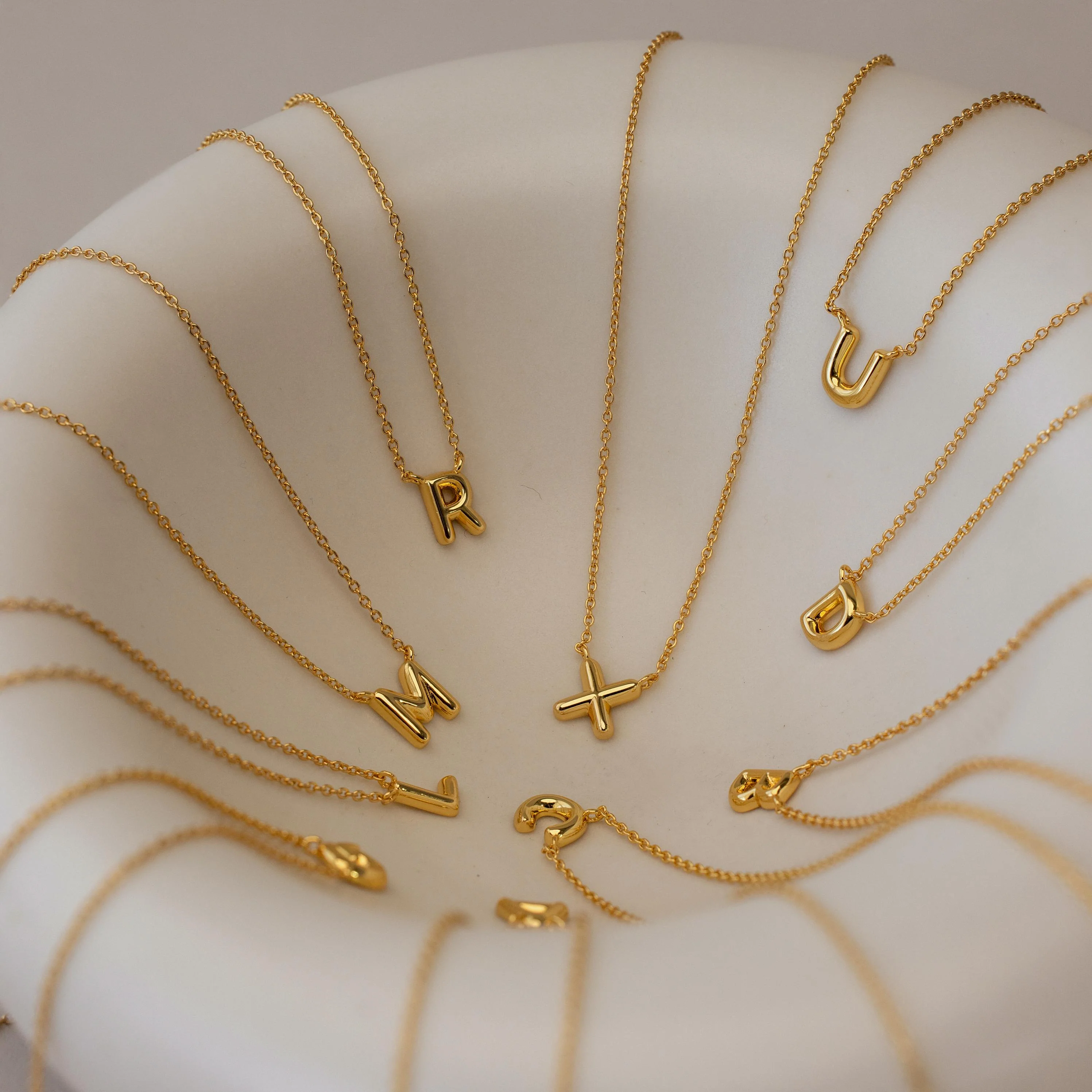 Dainty Bubble Letter Necklace in 18K Gold - Image 7