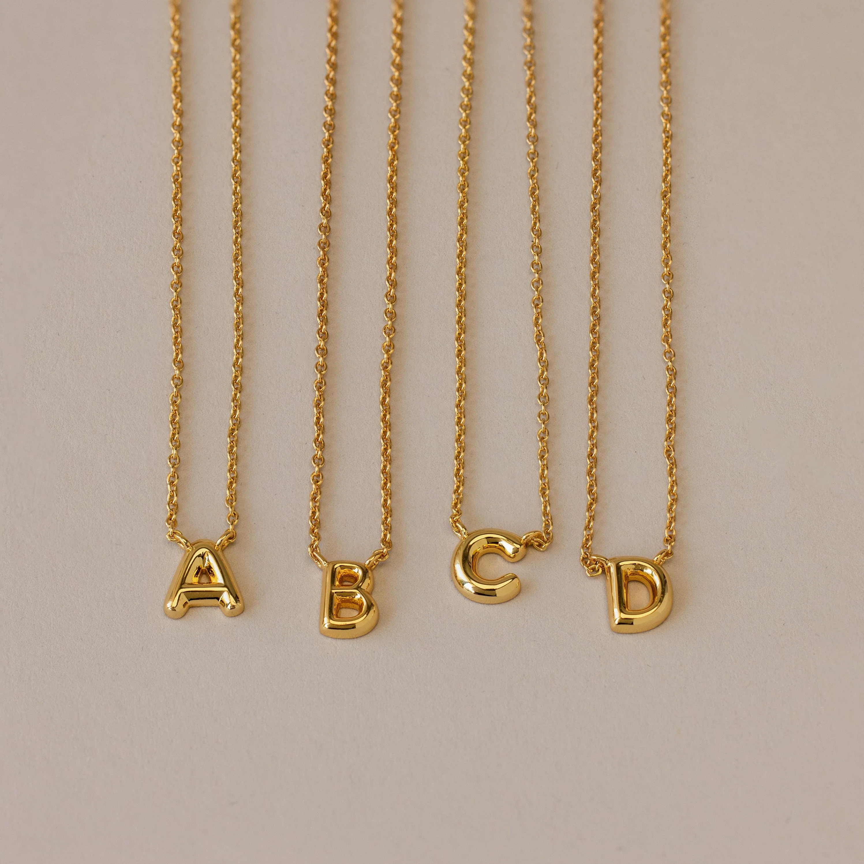 Dainty Bubble Letter Necklace in 18K Gold - Image 3