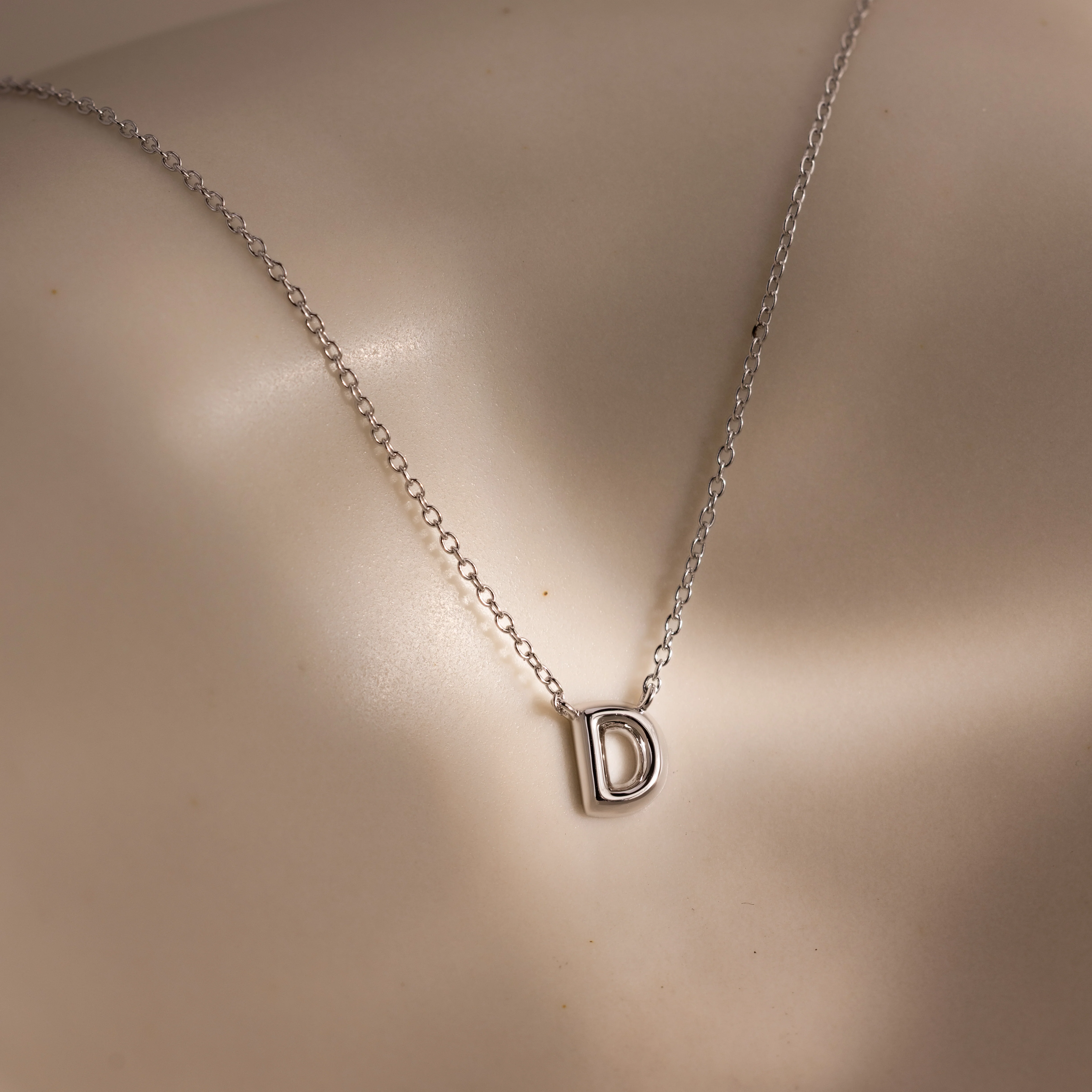Dainty Bubble Letter Necklace in Silver - Image 8