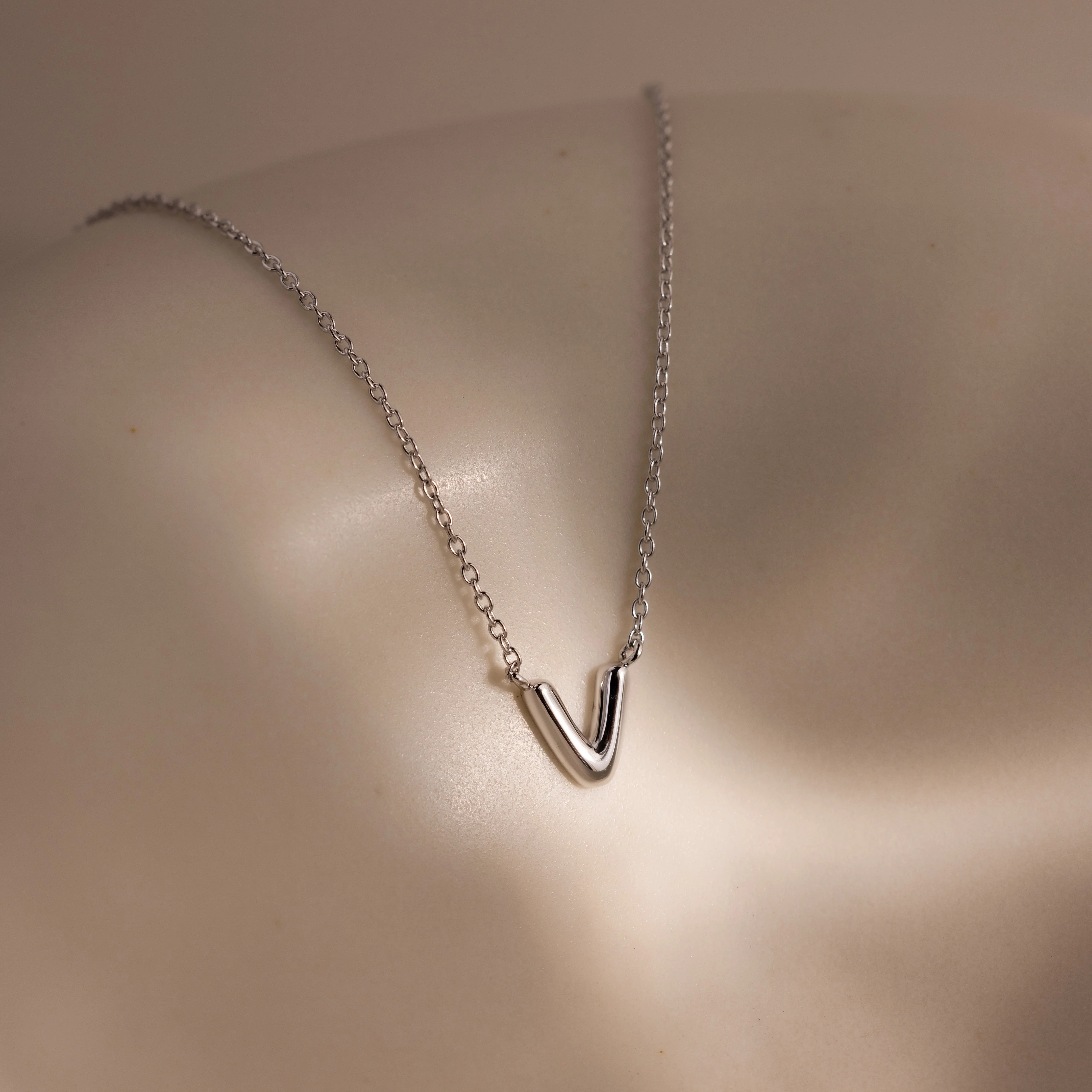 Dainty Bubble Letter Necklace in Silver - Image 24