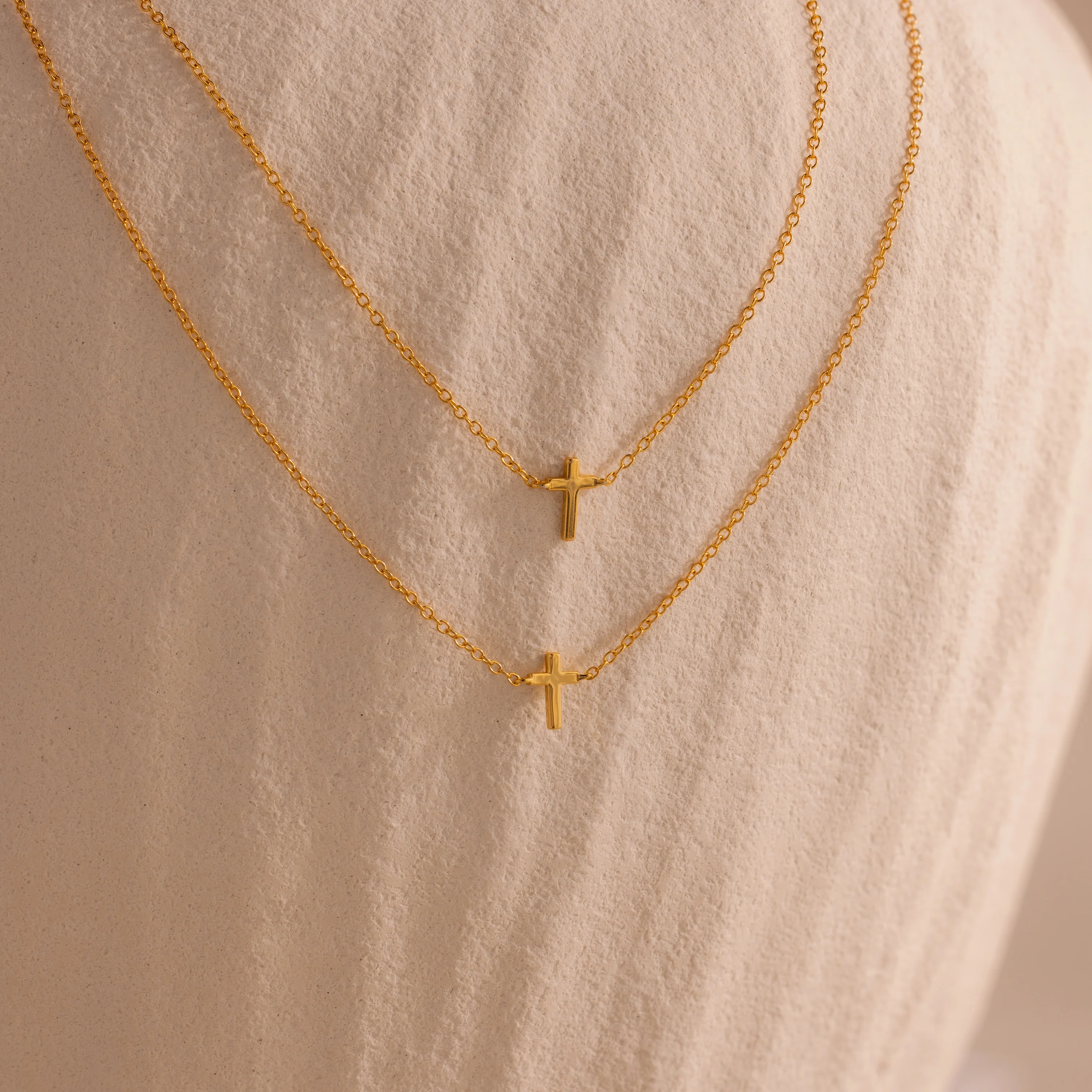 Dainty Cross Necklace in 18K Gold - Image 4