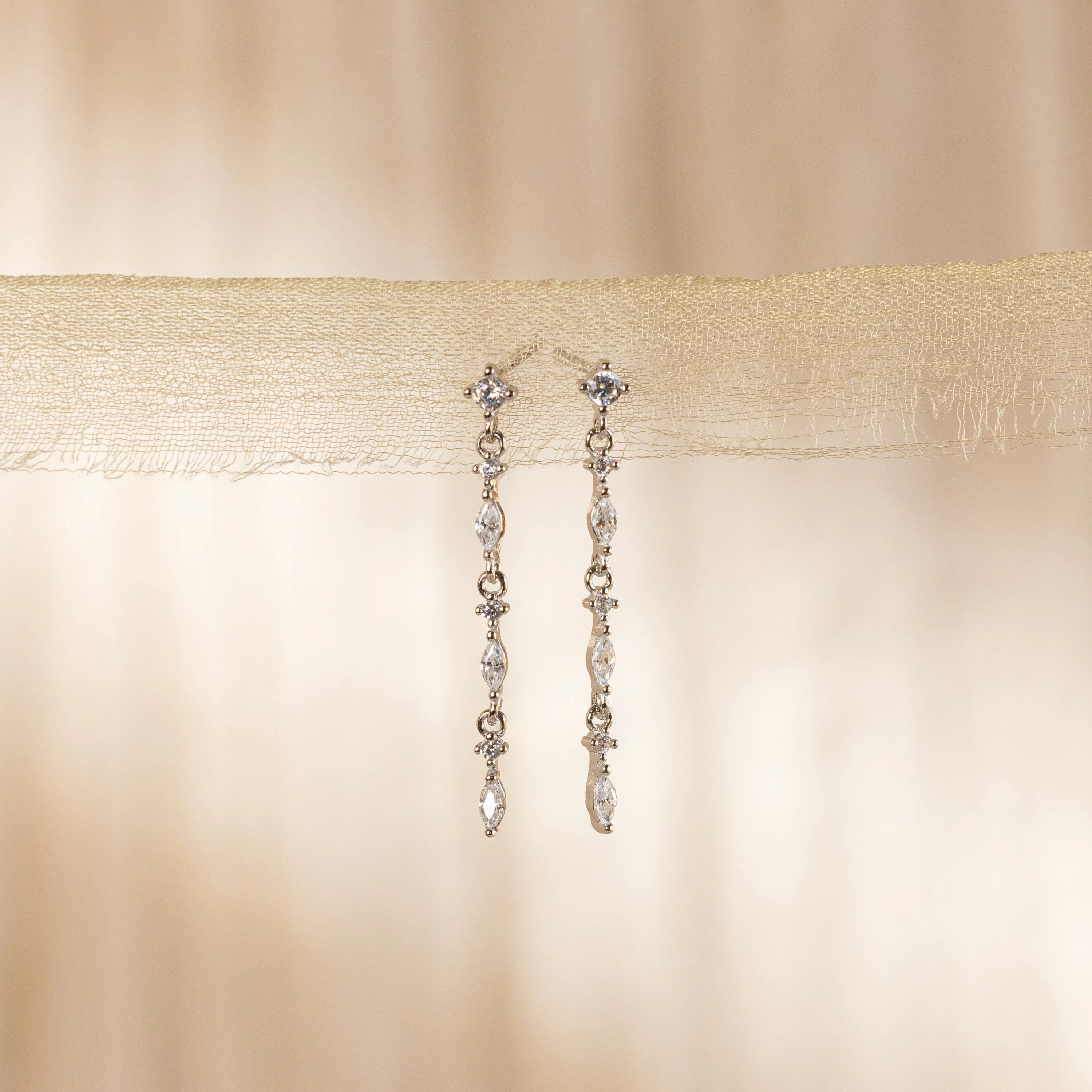 Dainty Diamond Drop Earrings - Image 5