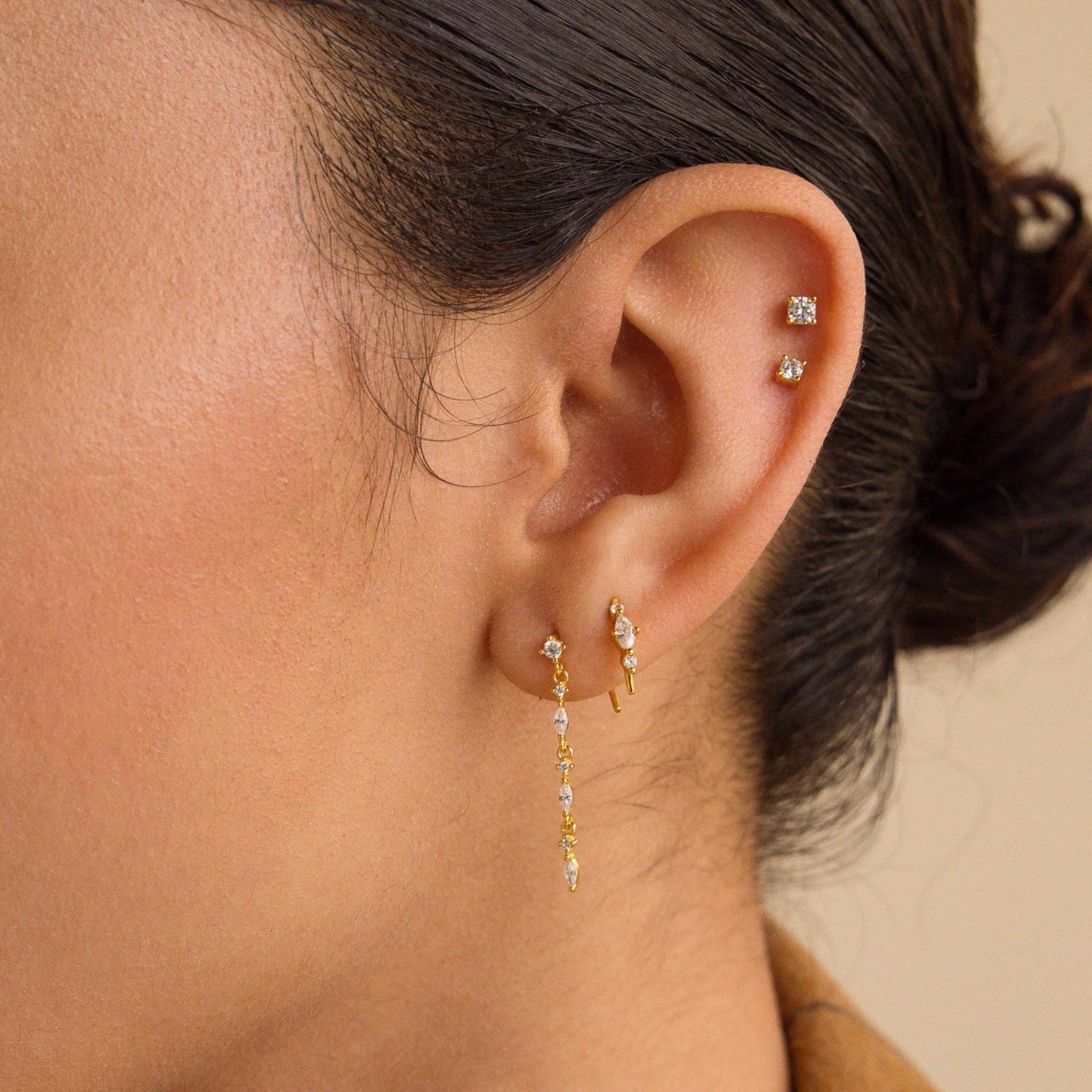 Dainty Diamond Drop Earrings - Image 8