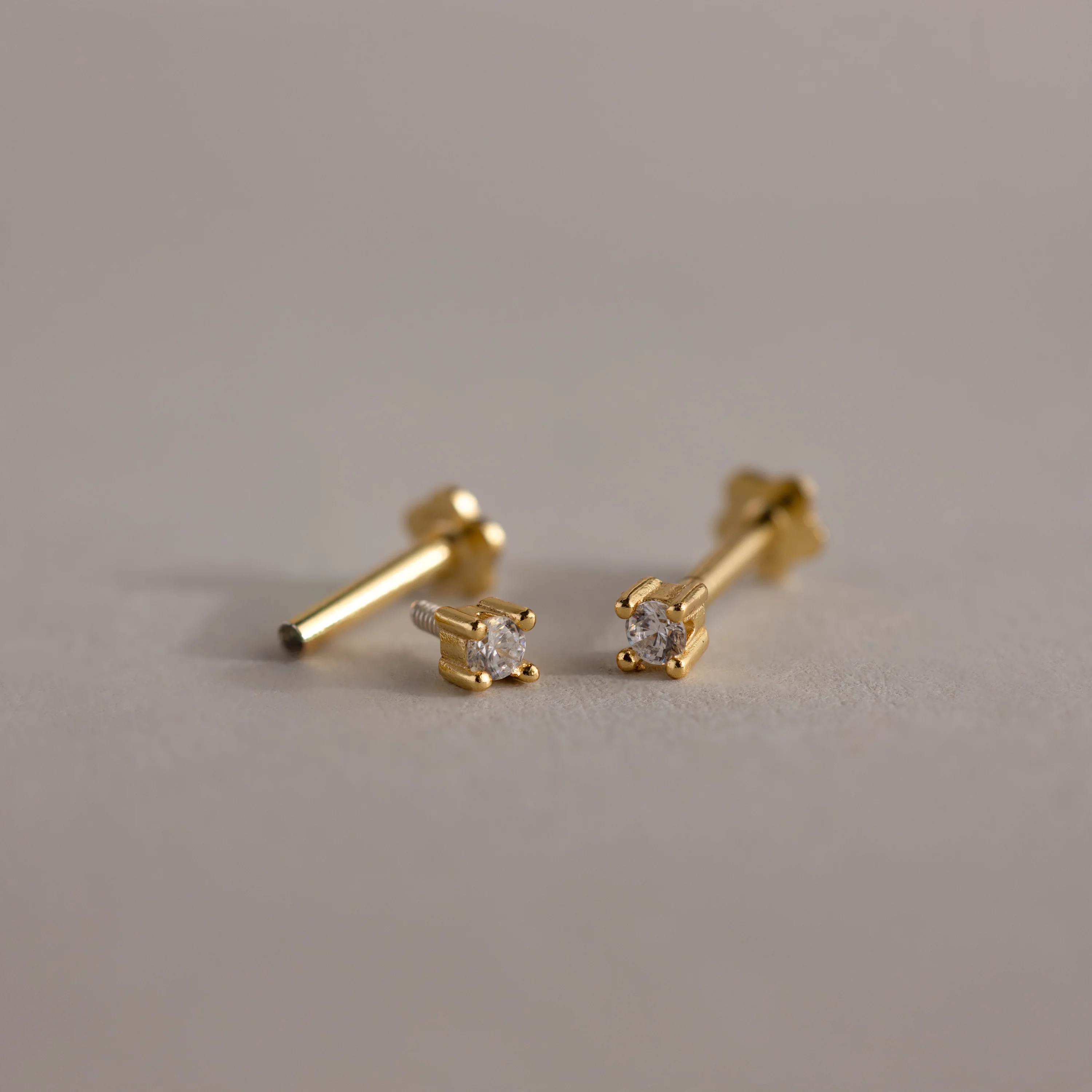 Dainty Diamond Flatback Studs - Image 3