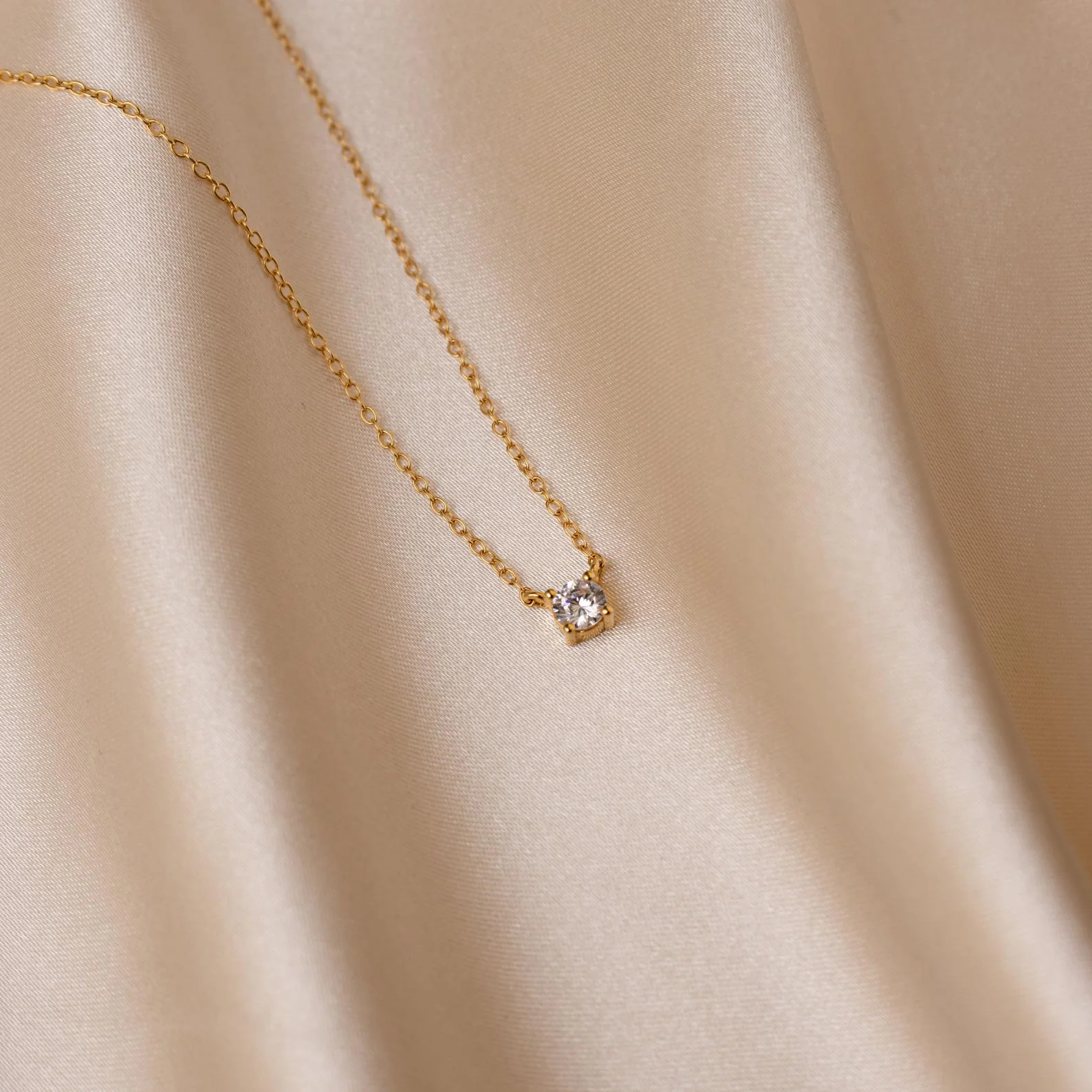 Dainty Diamond Necklace in 18K Gold - Image 4