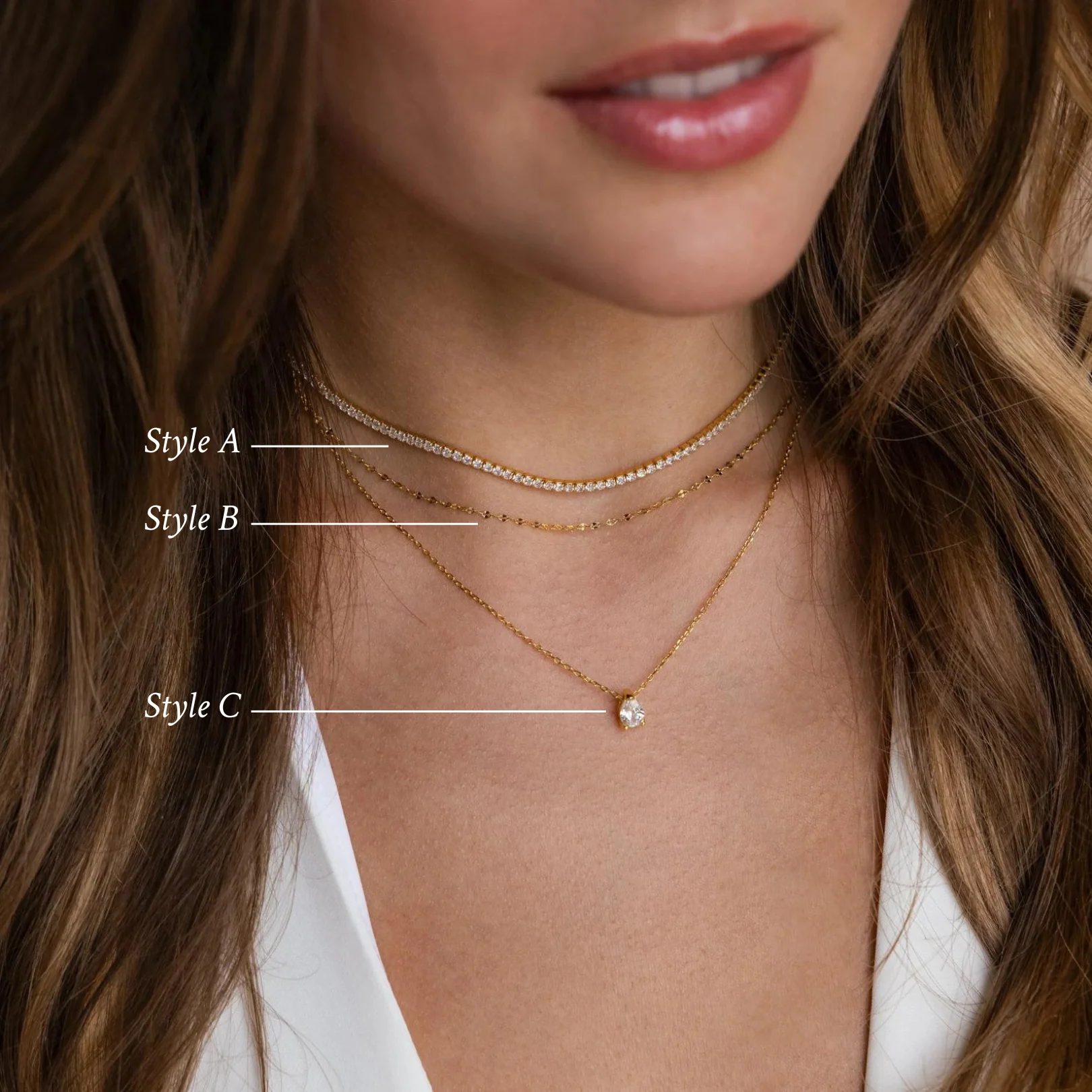 Dainty Diamond Necklace Set - Image 3