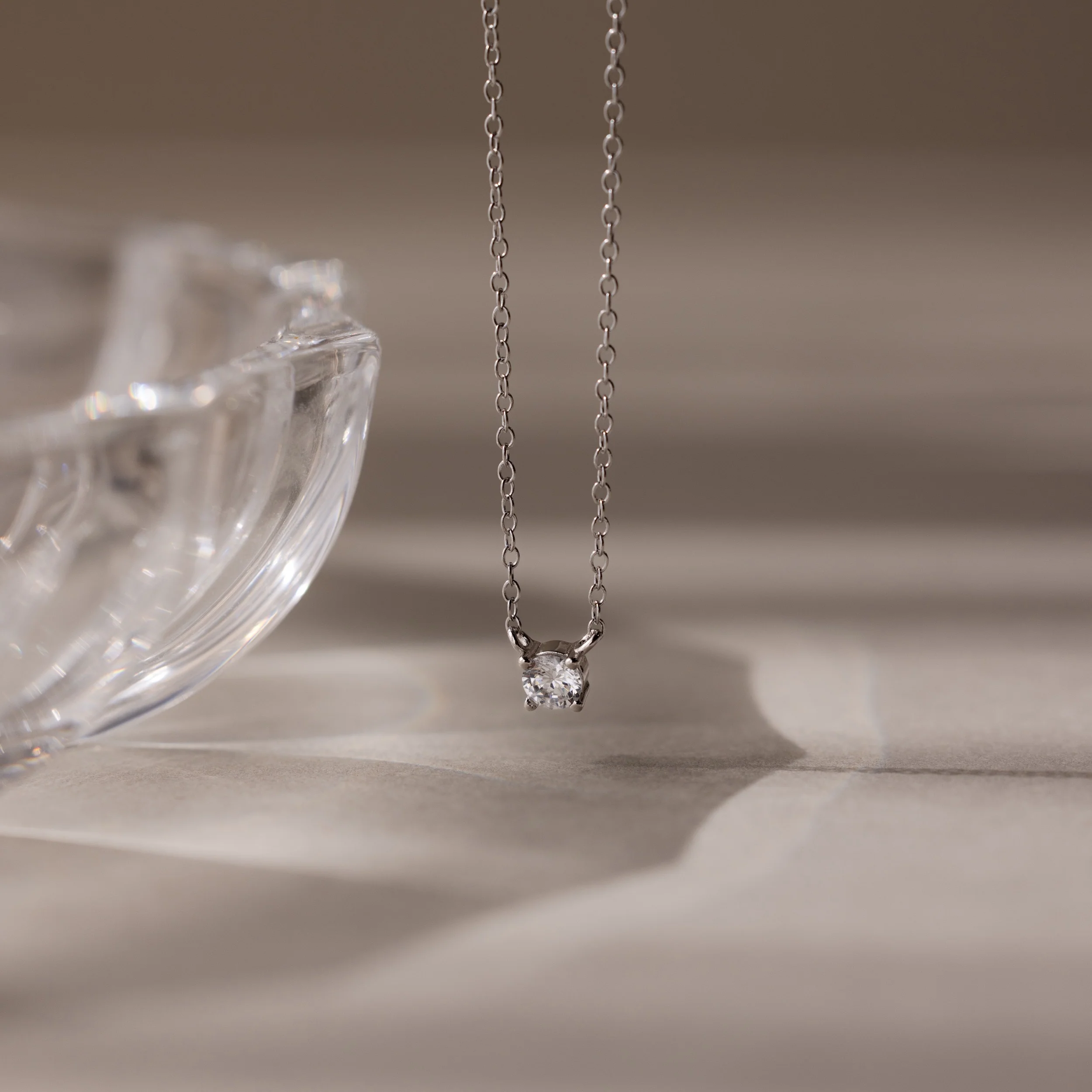 Dainty Diamond Necklace in Silver - Image 3