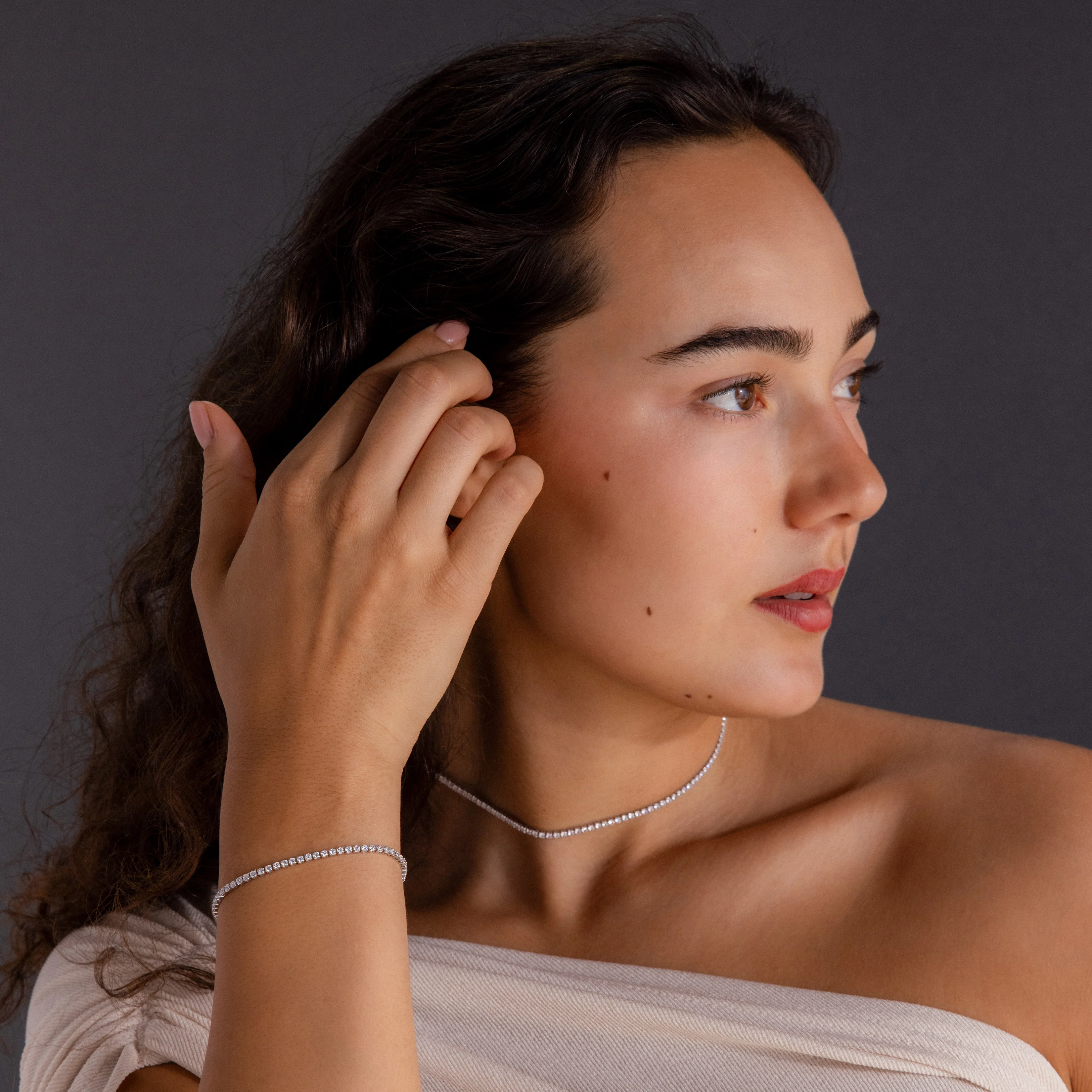 Dainty Diamond Tennis Necklace & Bracelet Set - Image 4