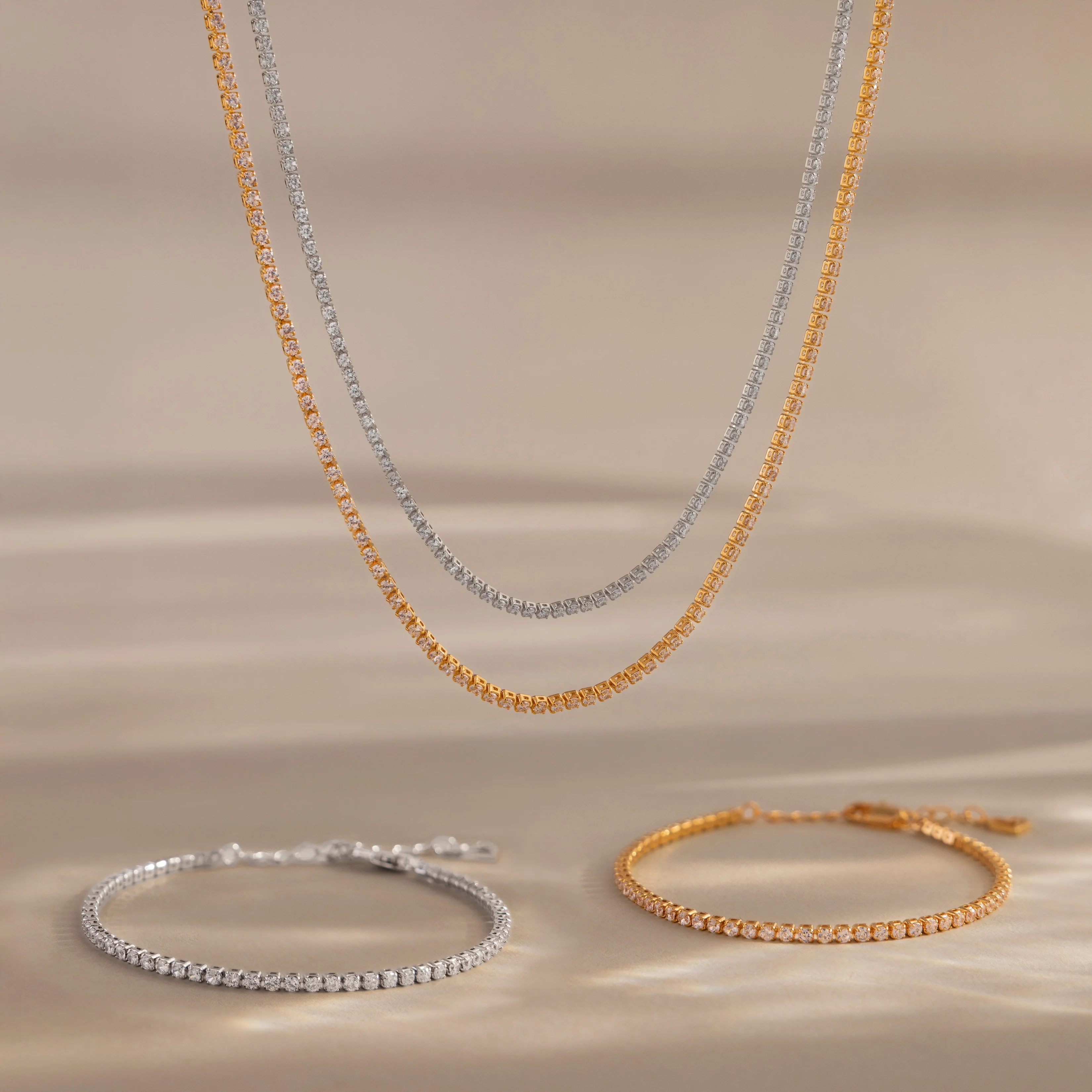Dainty Diamond Tennis Necklace & Bracelet Set - Image 5