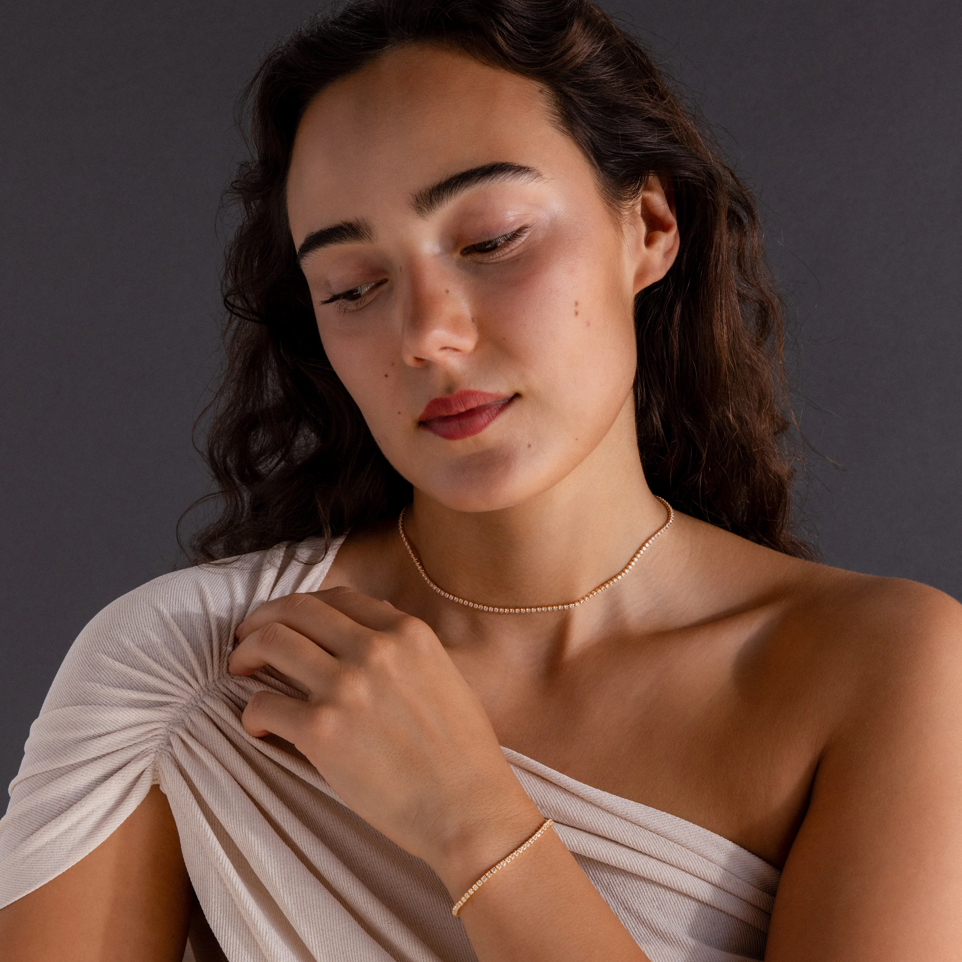 Dainty Diamond Tennis Necklace & Bracelet Set - Image 8