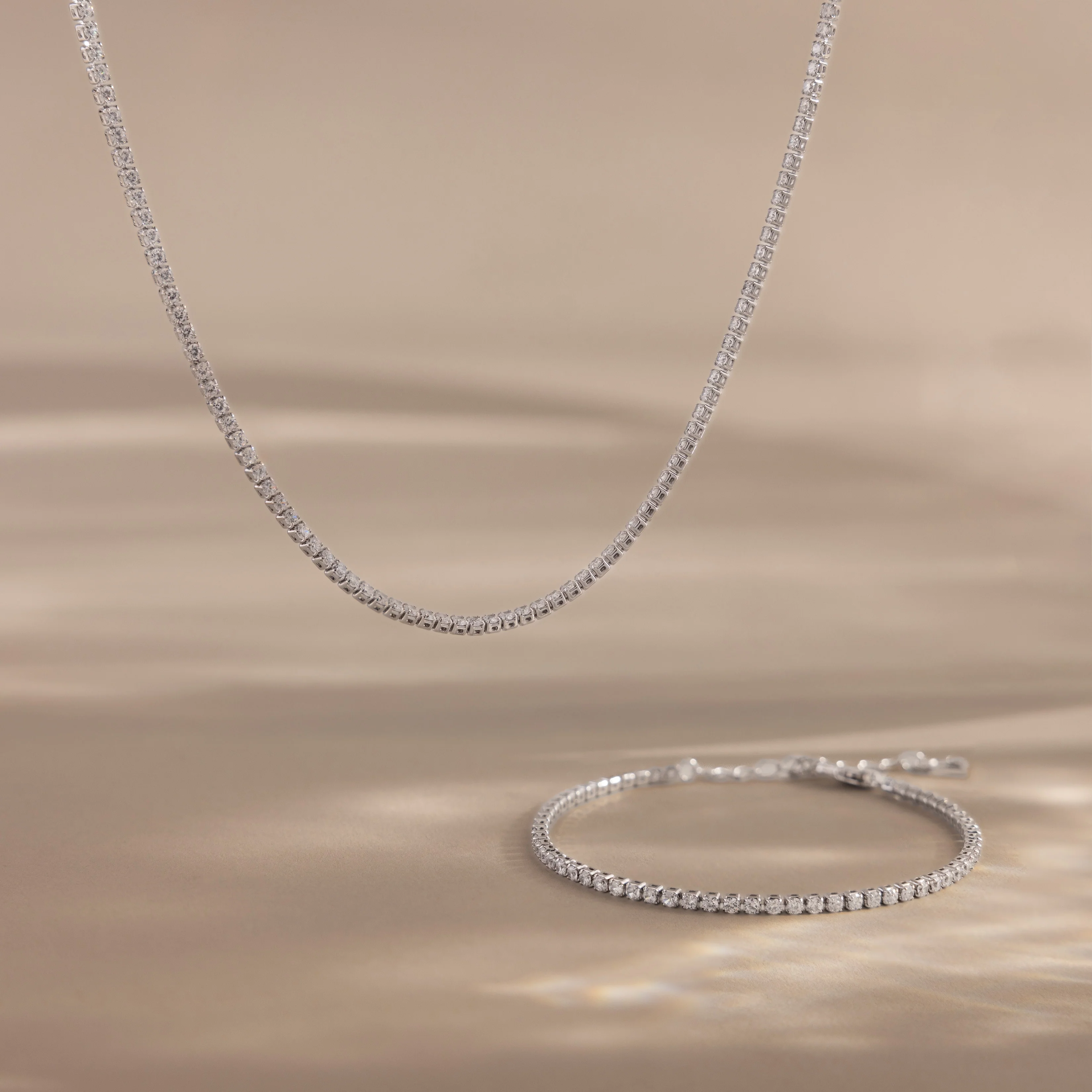 Dainty Diamond Tennis Necklace & Bracelet Set in Silver - Image 6