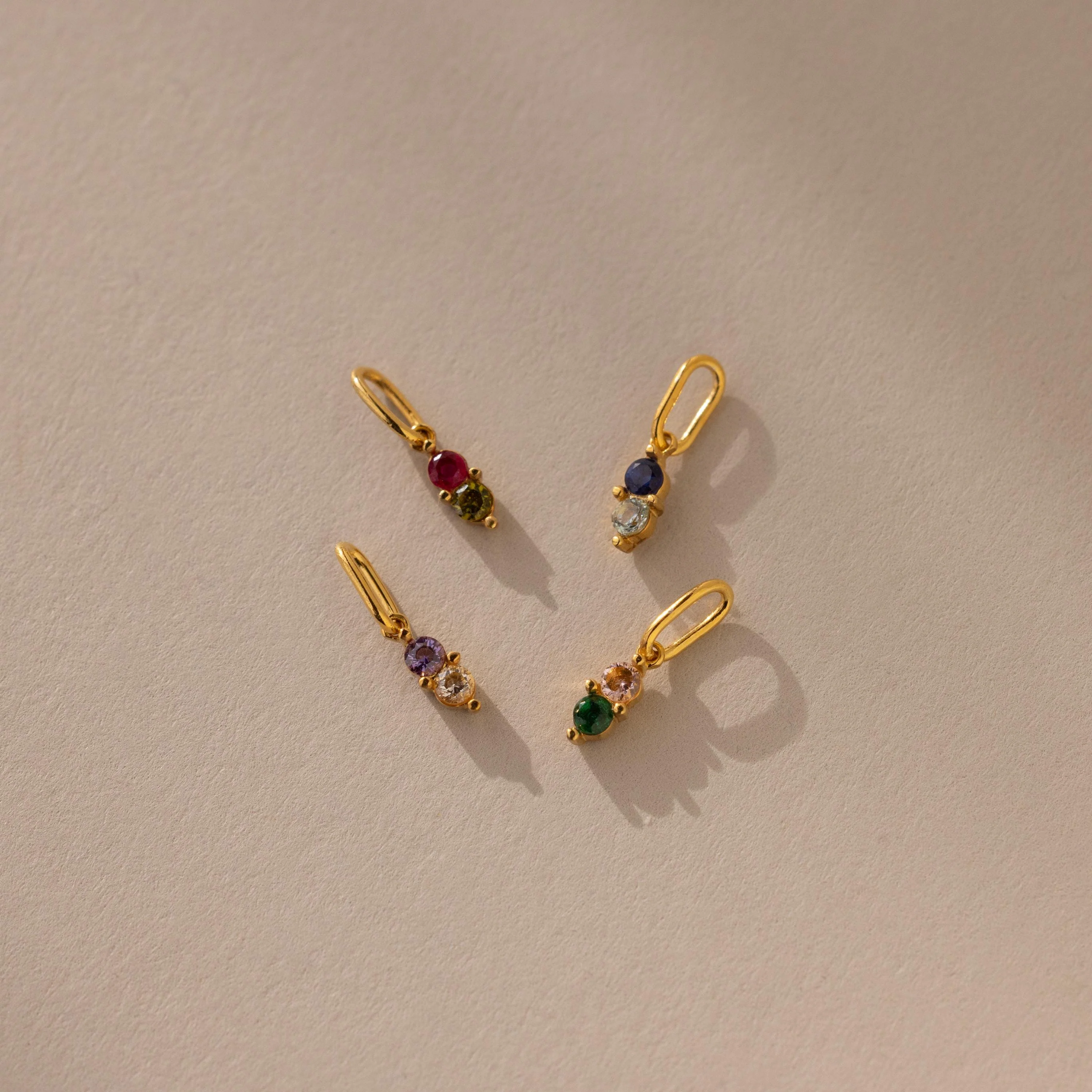 Dainty Duo Birthstone Charm in 18K Gold - Image 3