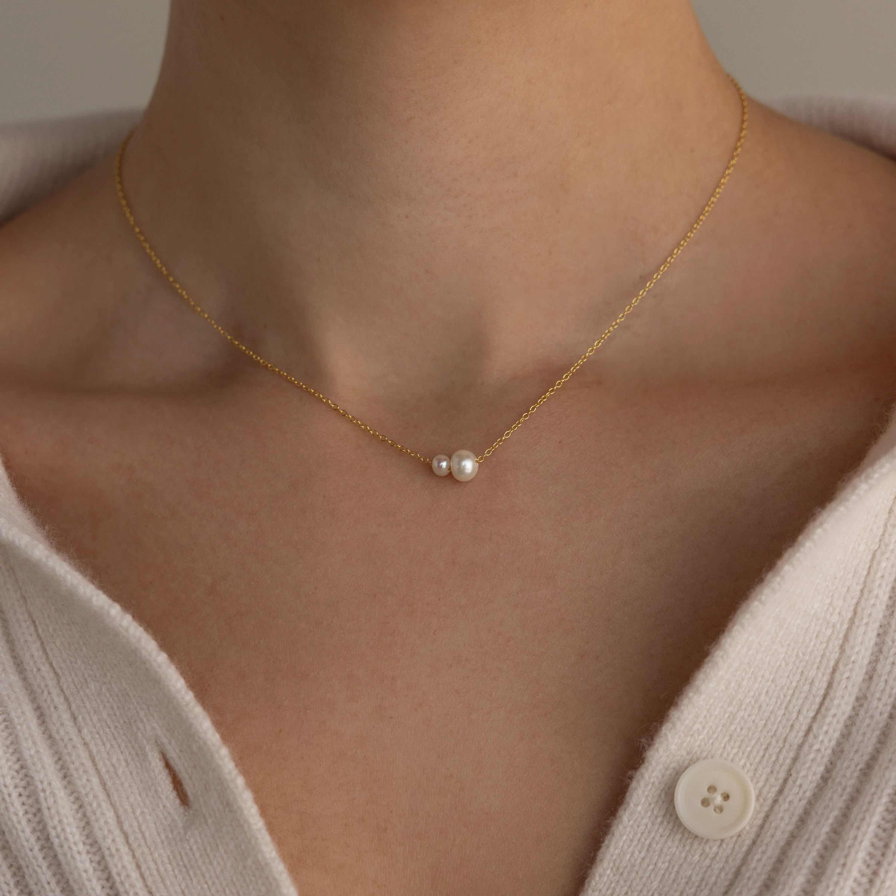 Dainty Duo Pearl Necklace - Image 4