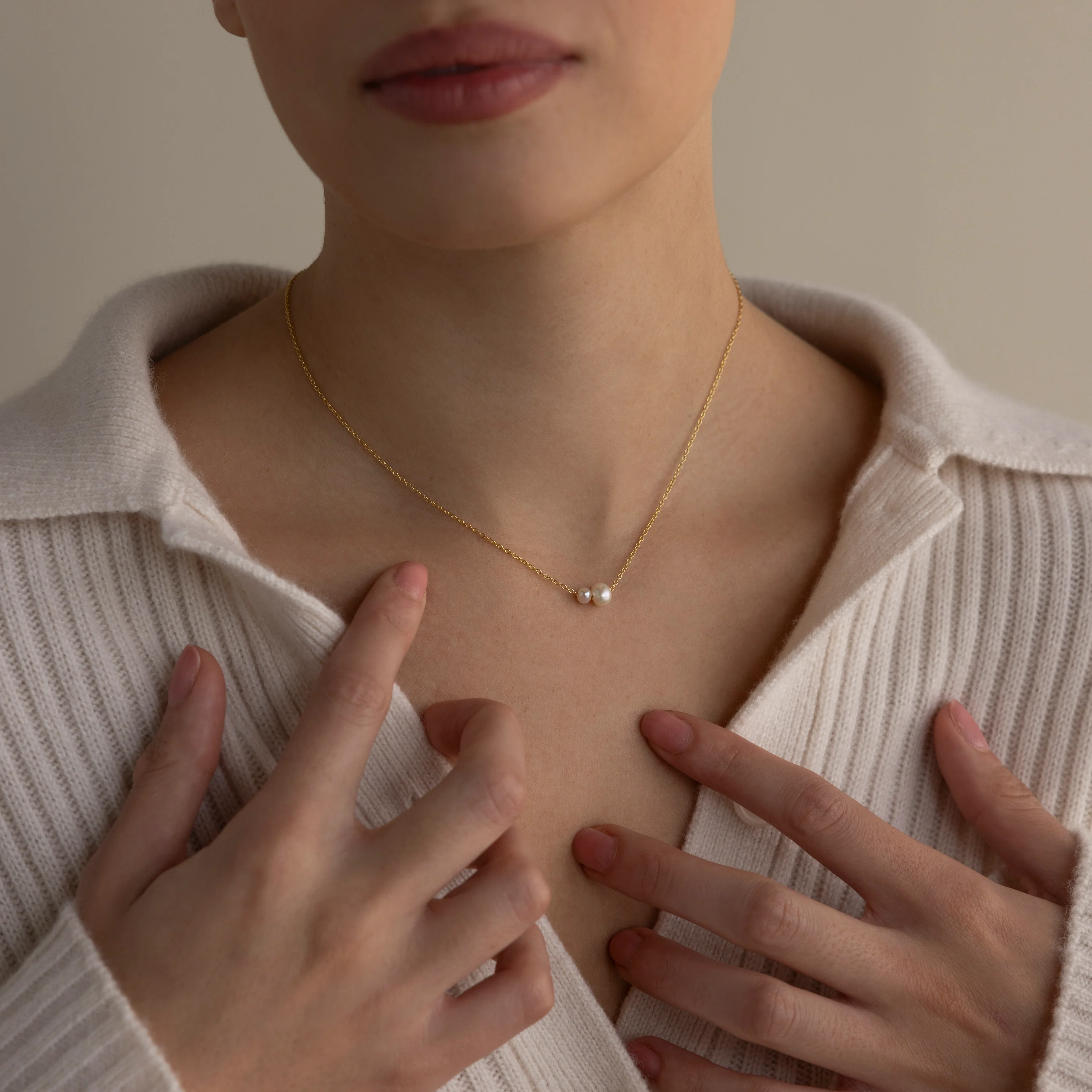 Dainty Duo Pearl Necklace - Image 8