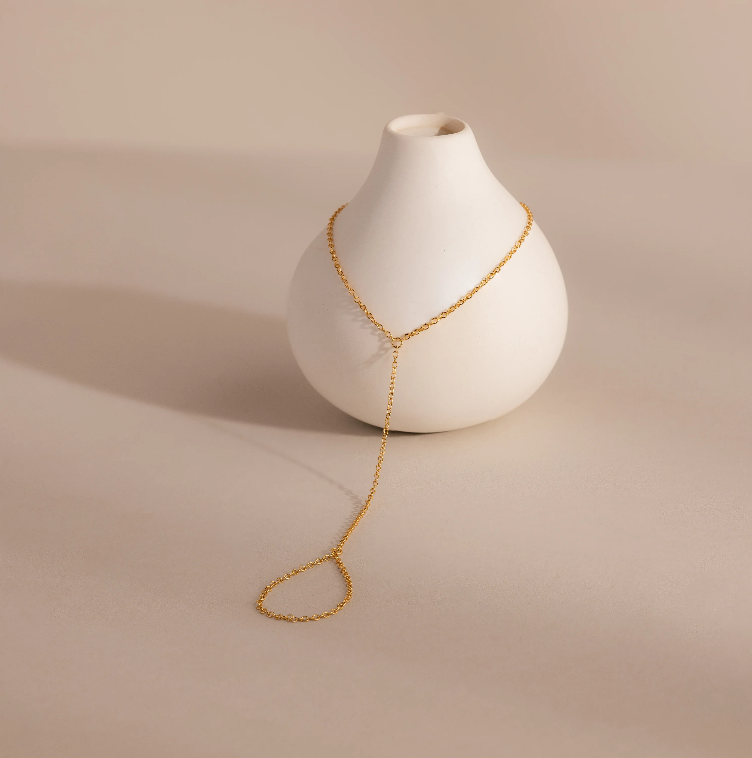 Dainty Hand Chain Bracelet in 18K Gold - Image 2