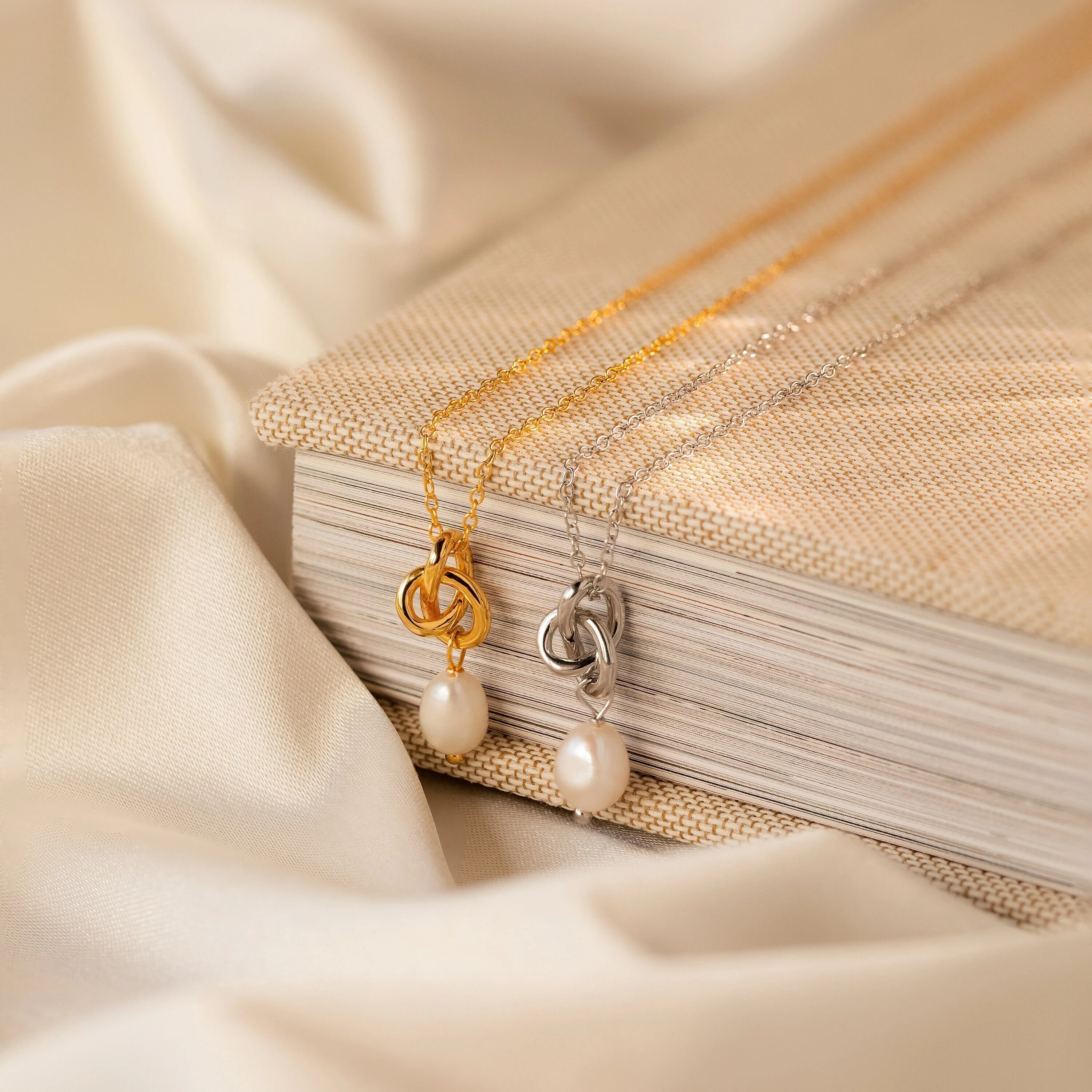 Dainty Knot Pearl Necklace - Image 7