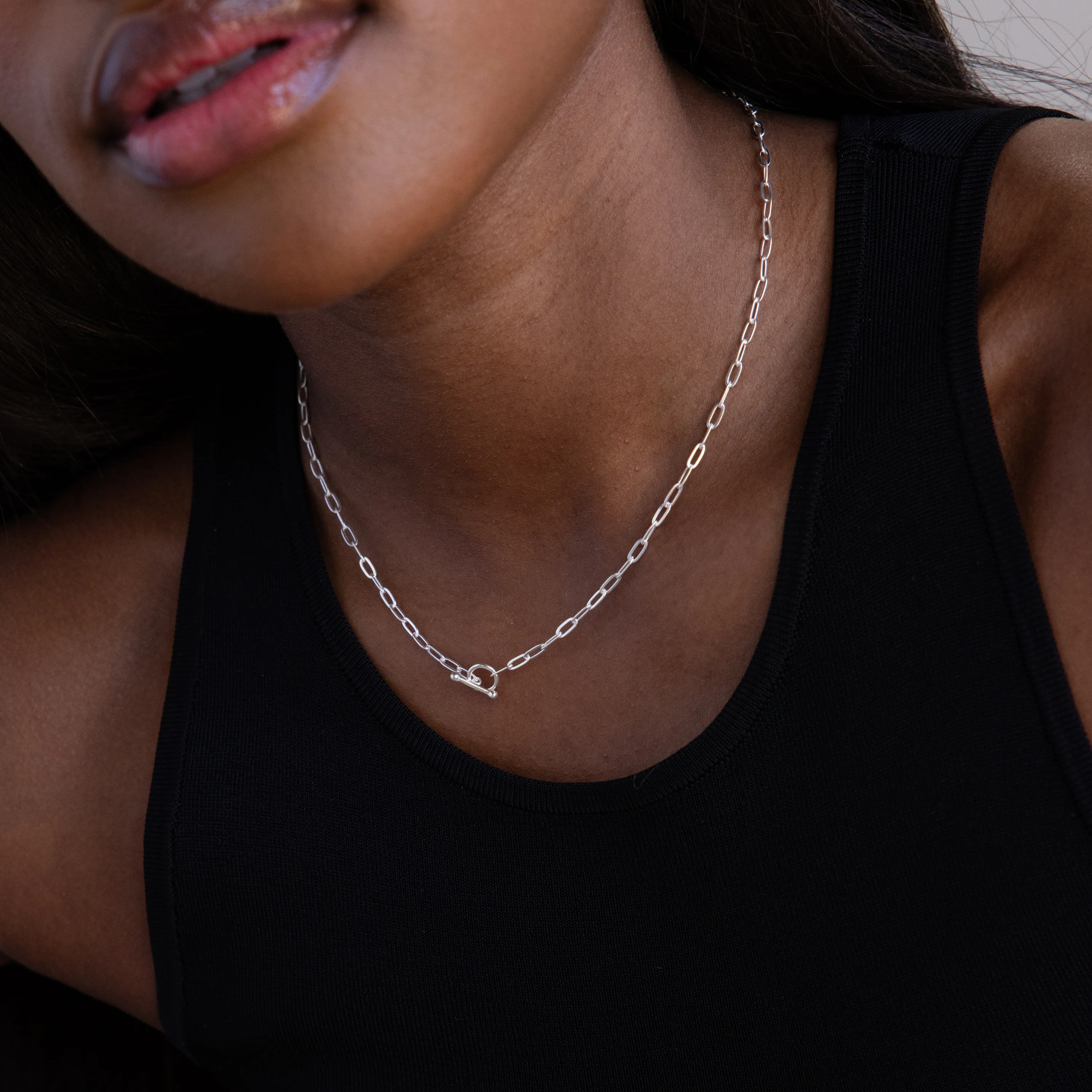 Dainty Link Chain Necklace in Silver - Image 2